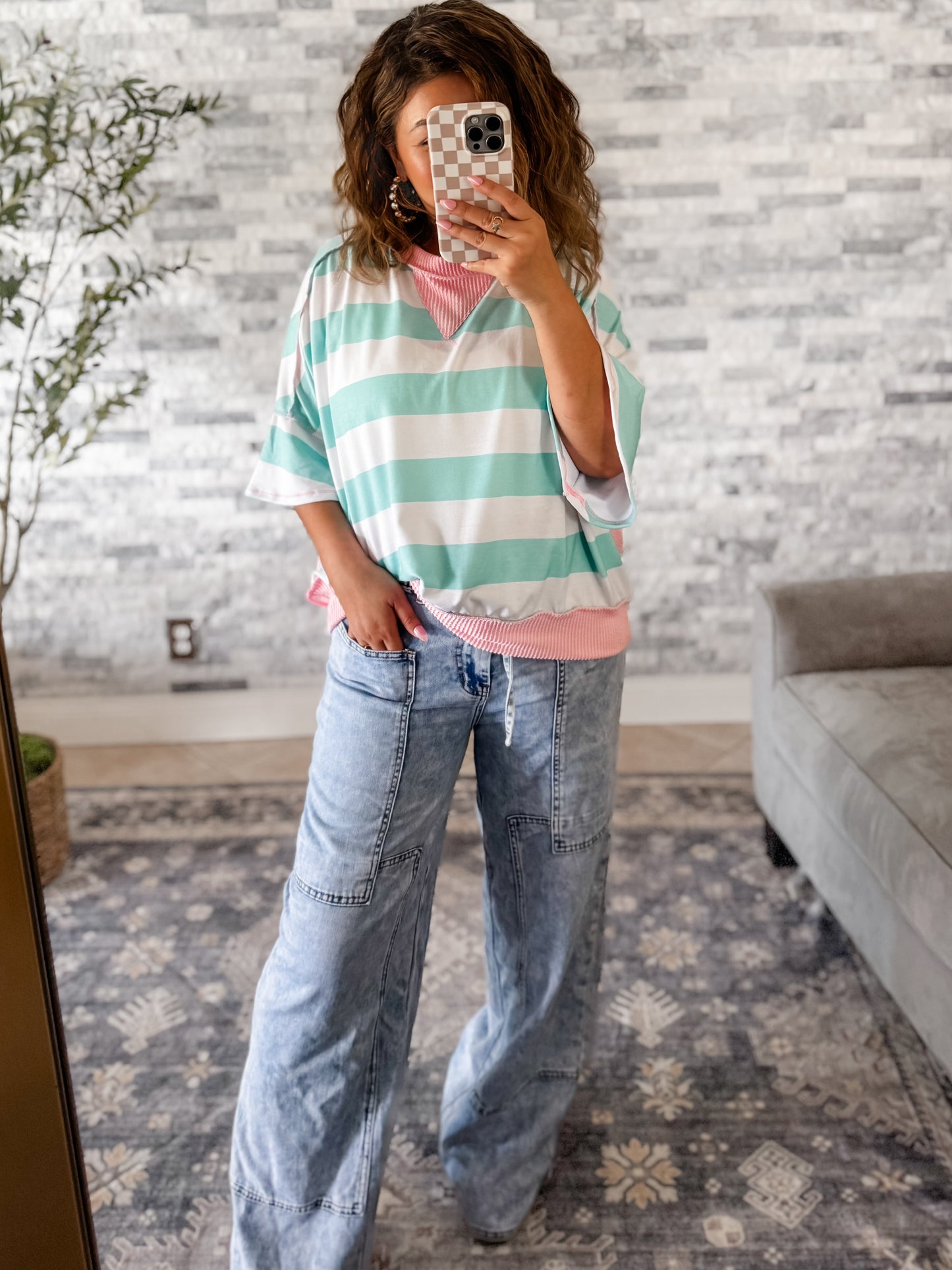 MINT SUGAR RUSH STRIPED COLOR BLOCK TOP