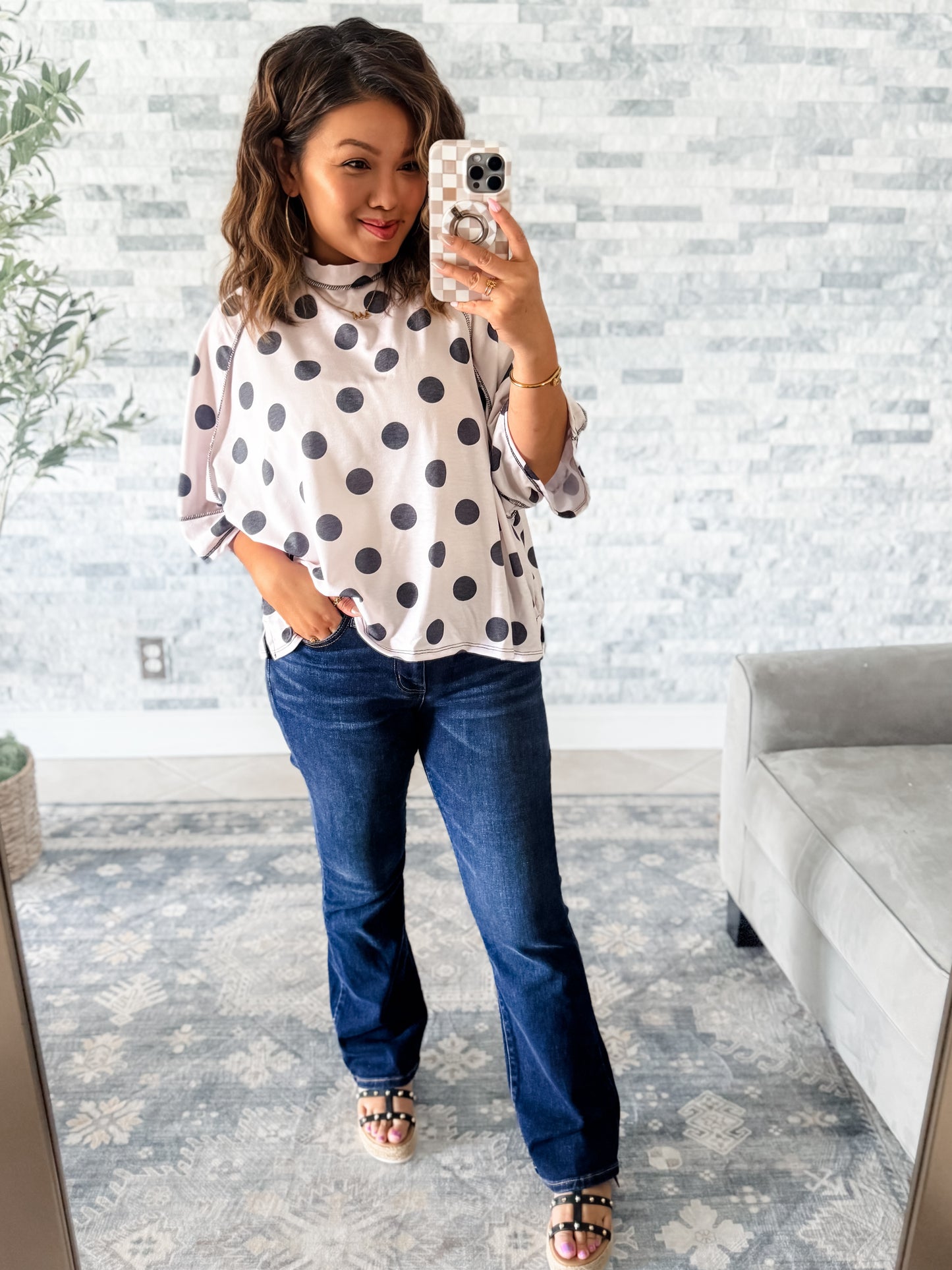 DOTS ALL I NEED OVERSIZED MOCK TOP