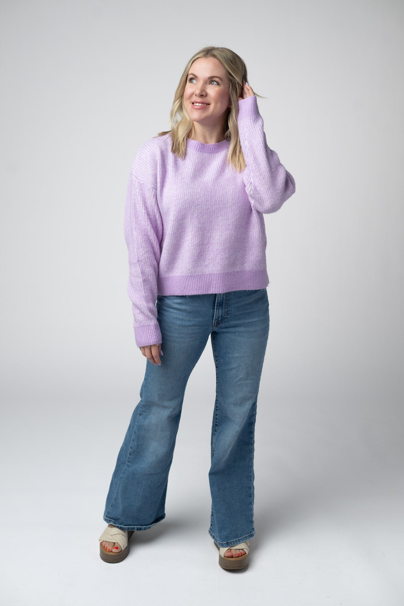 JOSIE COZY CREW SWEATER - LAVENDER