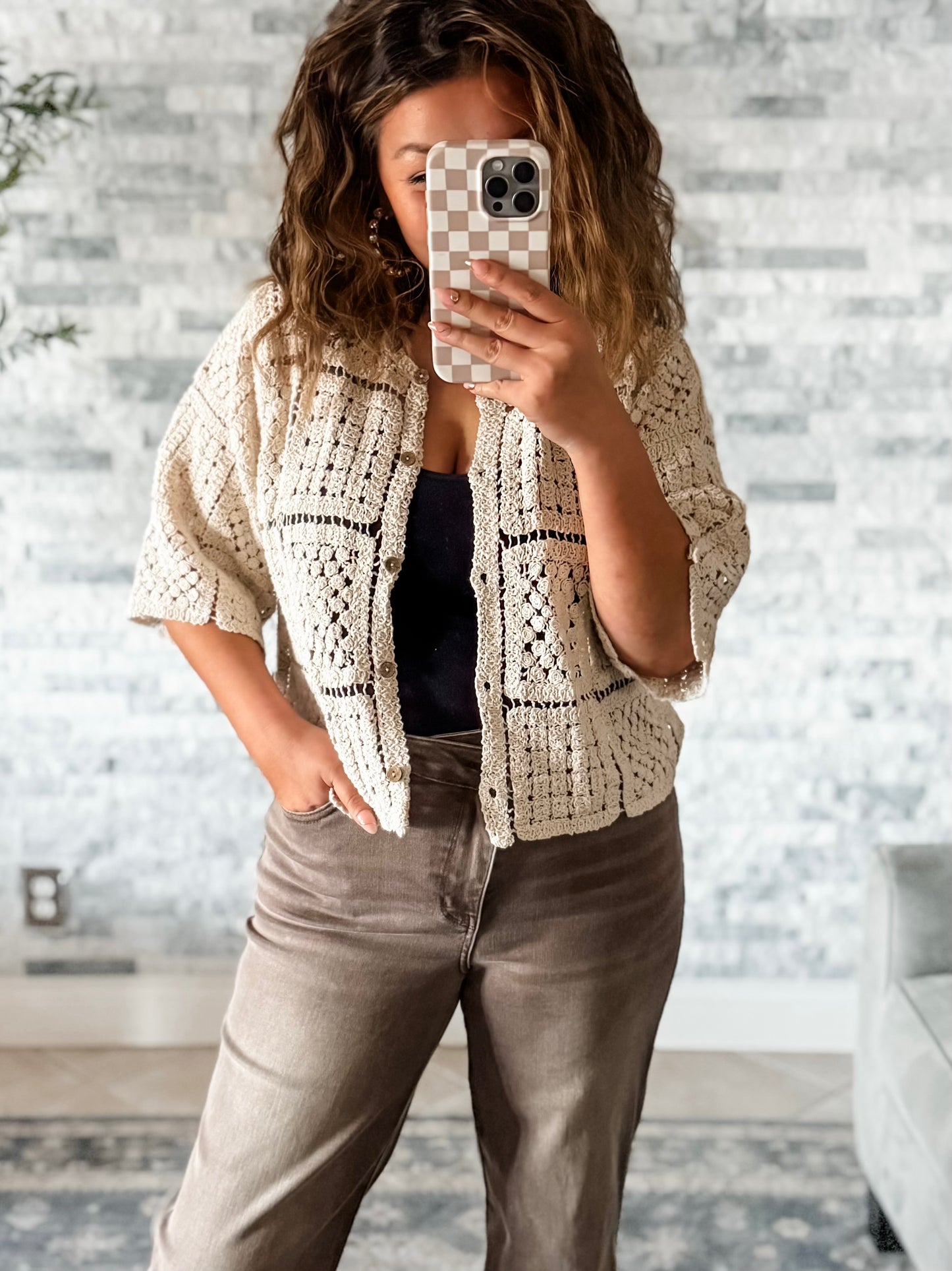 HONEYCOMB BOHO CROCHET CARDIGAN TOP
