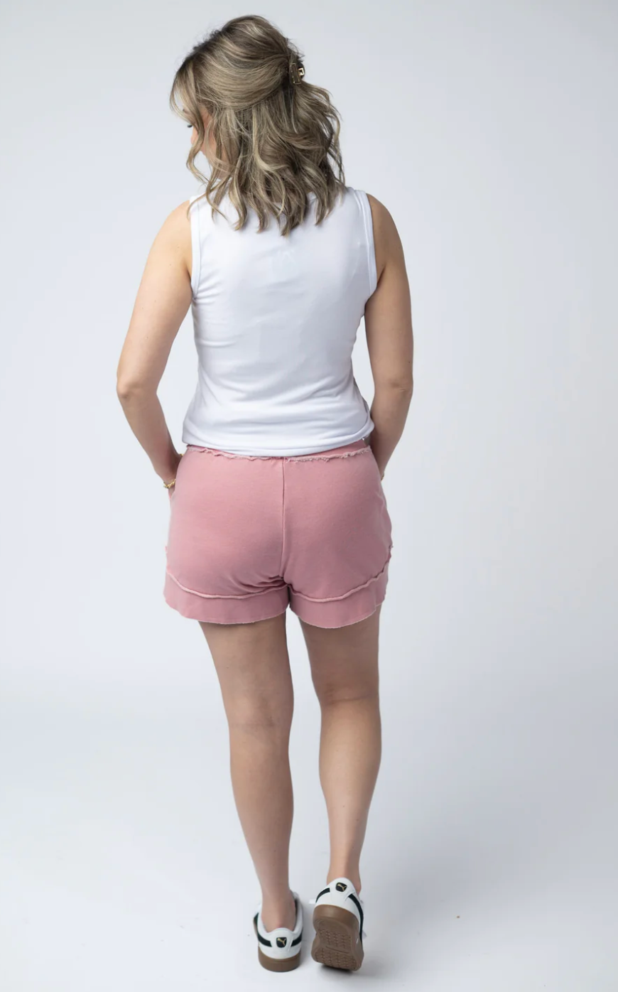 VINTAGE WASH STEVIE SHORTS - DUSTY PINK