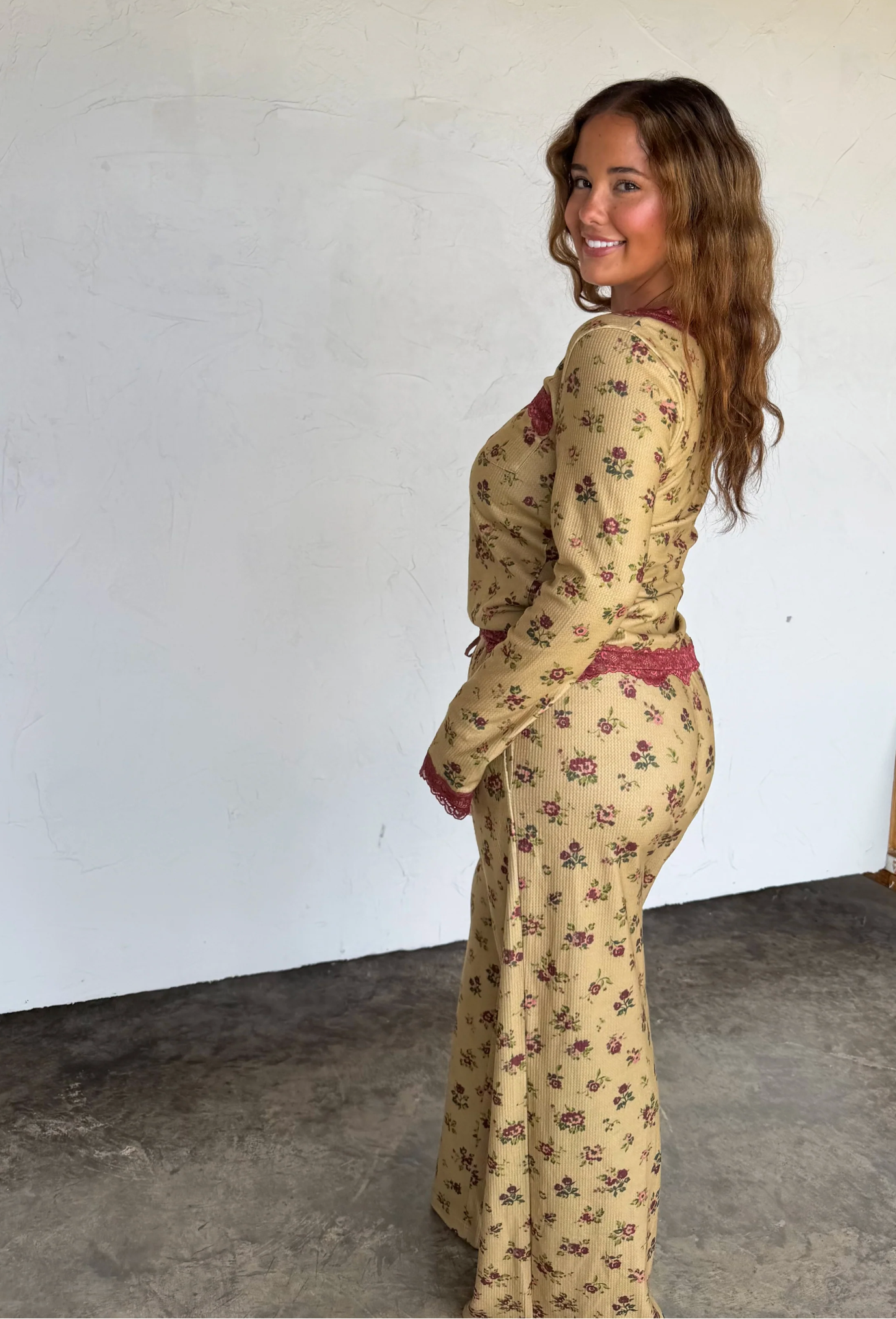 *PREORDER* FLORAL & LACE WAFFLE PAJAMAS - TWO COLORS