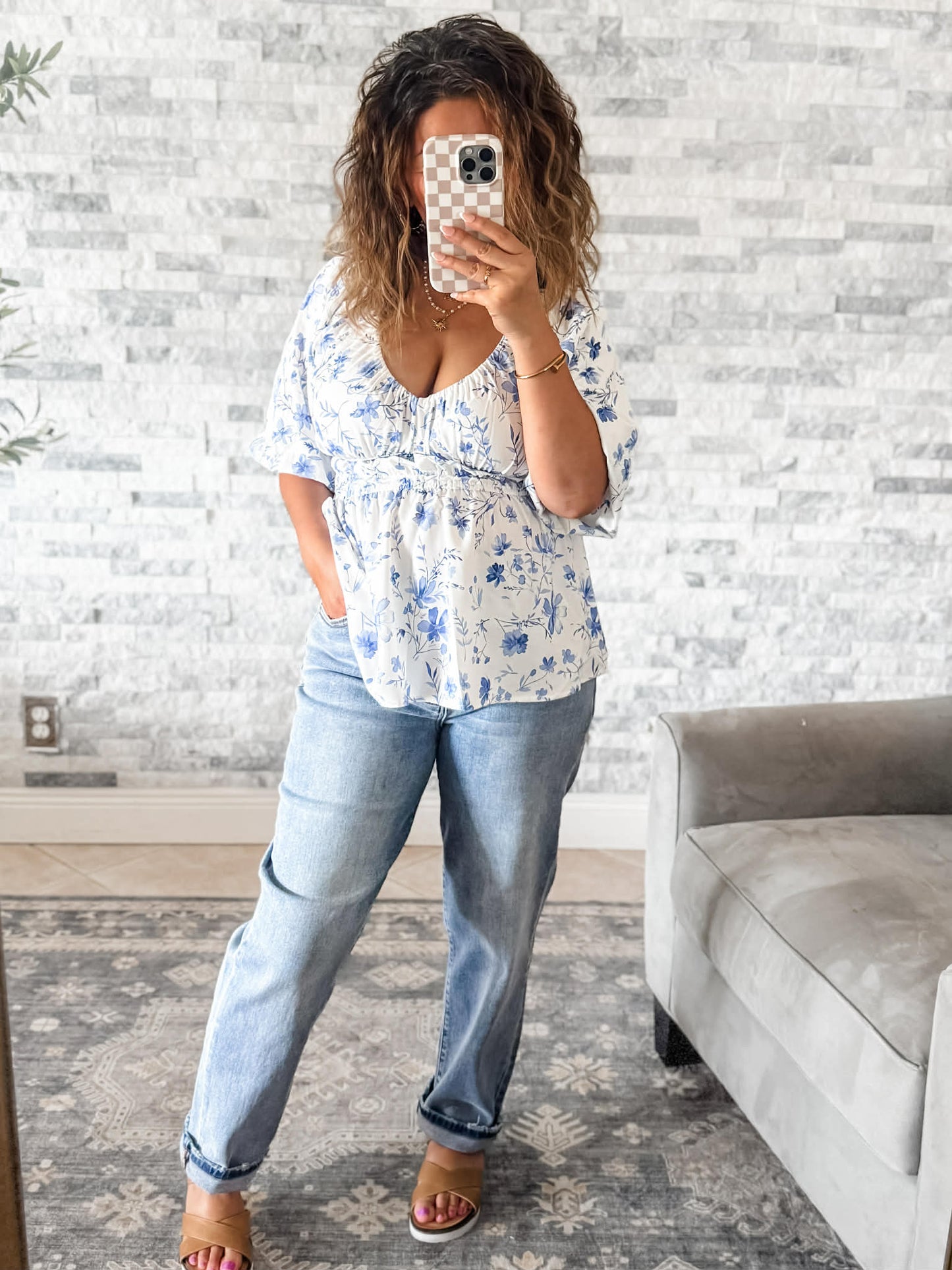 SUNDAY FLORAL PEPLUM BLOUSE