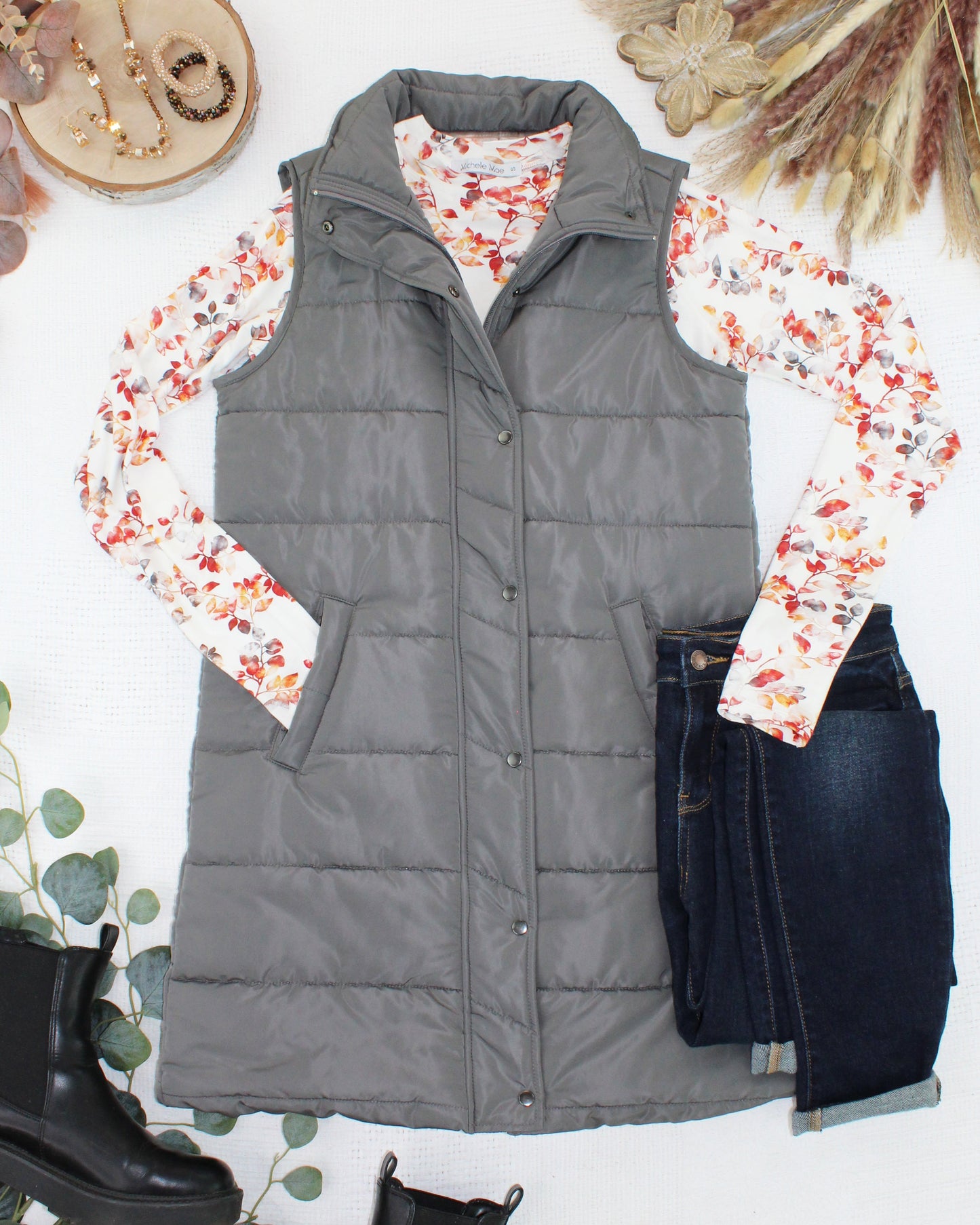 PREBOOK Harlow Long Vest - Grey