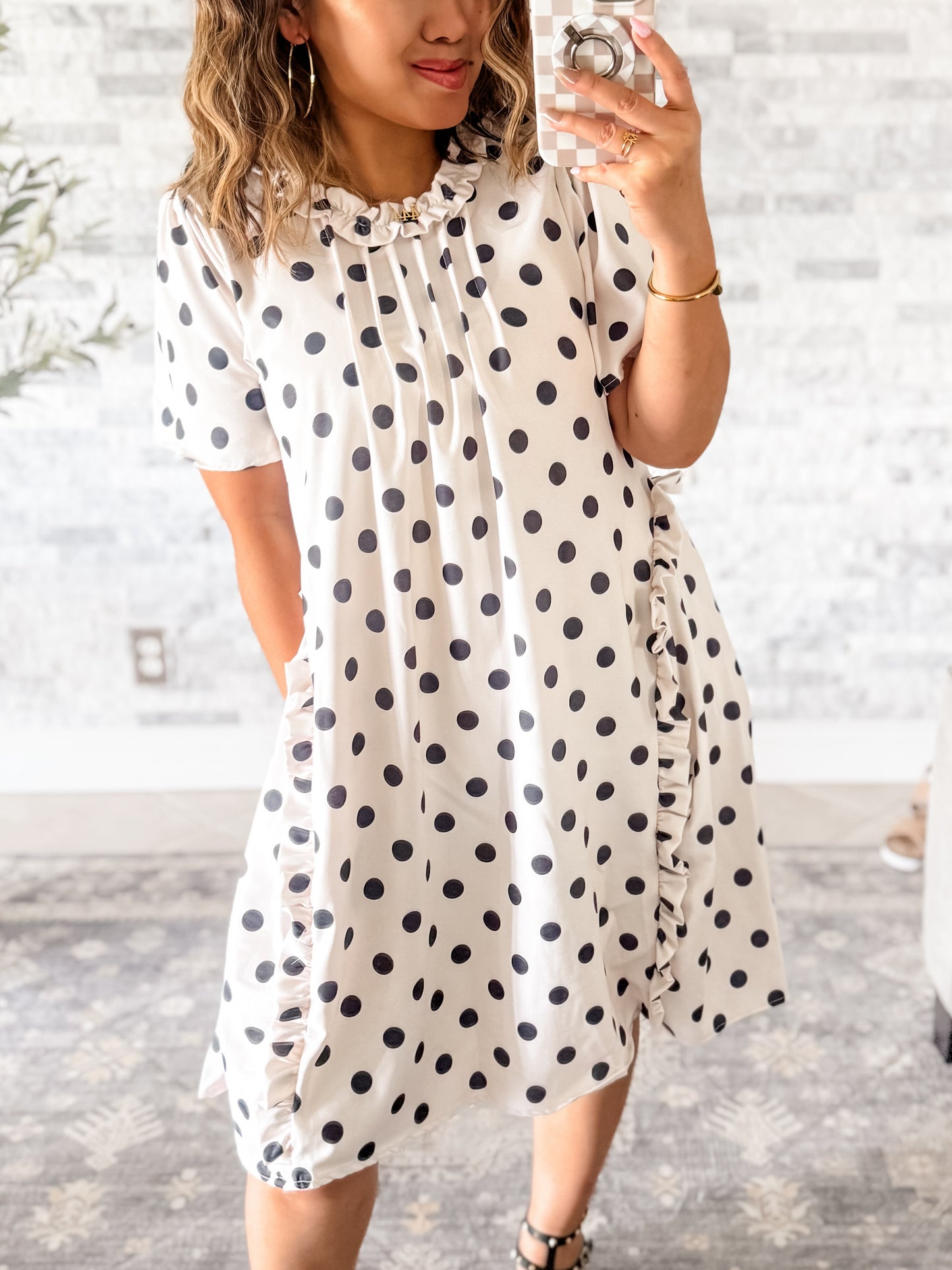SOMETHING SWEET POLKA DOT RUFFLE DRESS