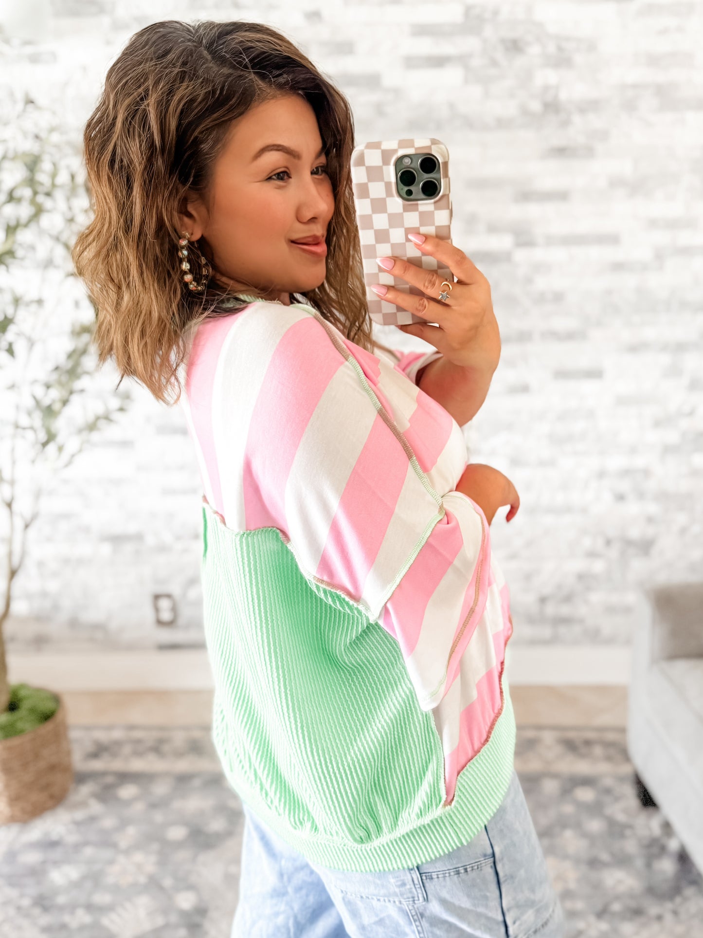 PINK SUGAR RUSH STRIPED COLOR BLOCK TOP