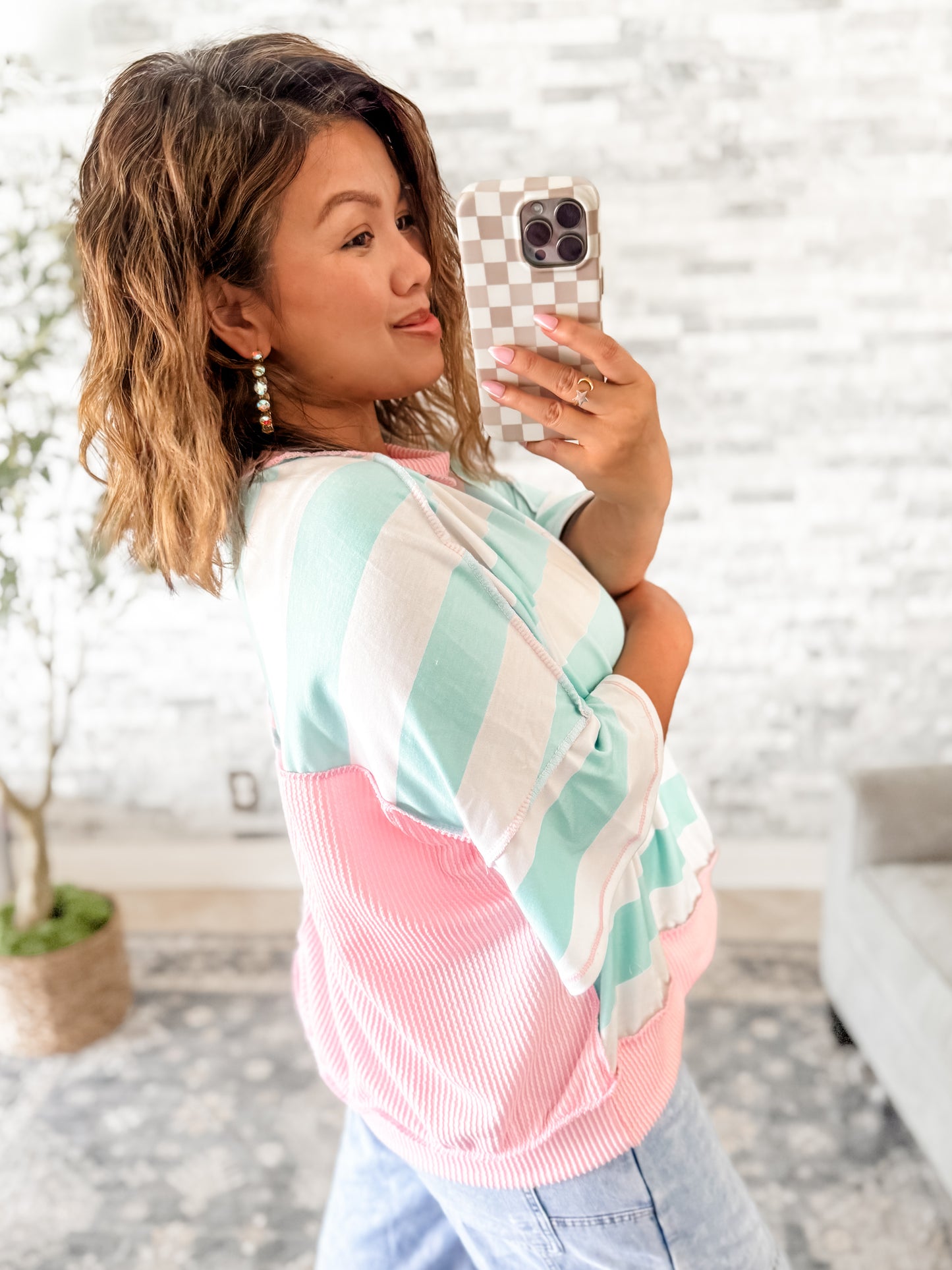 MINT SUGAR RUSH STRIPED COLOR BLOCK TOP