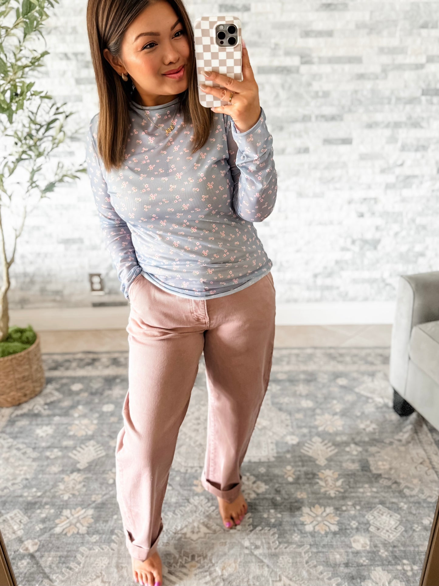 OH MY DARLING MESH FLORAL TOP