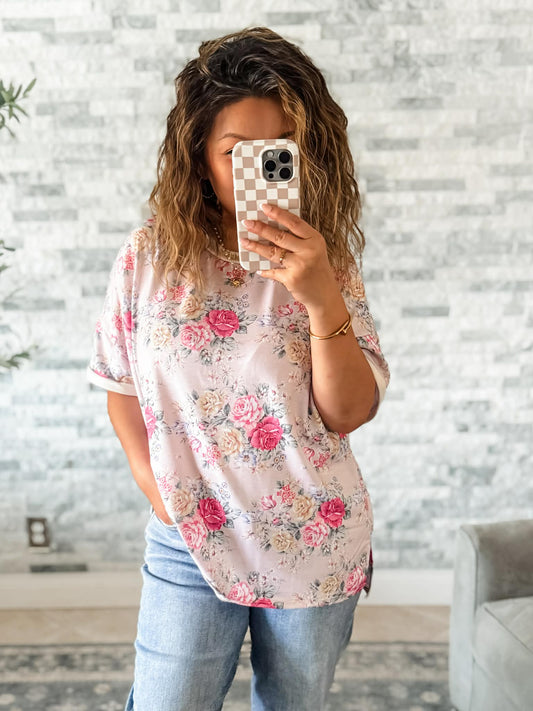 VINTAGE FLORAL FRENCH TERRY BOYFRIEND TEE