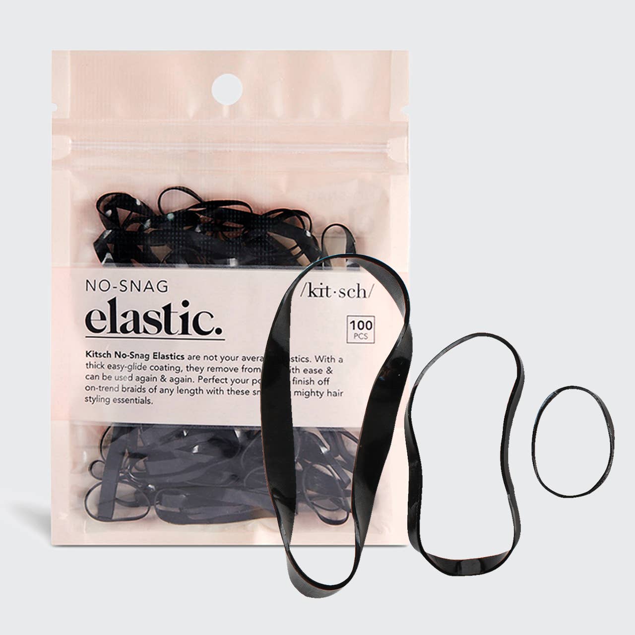 KITSCH NO-SNAG ELASTIC 100pc - CLEAR - BLACK