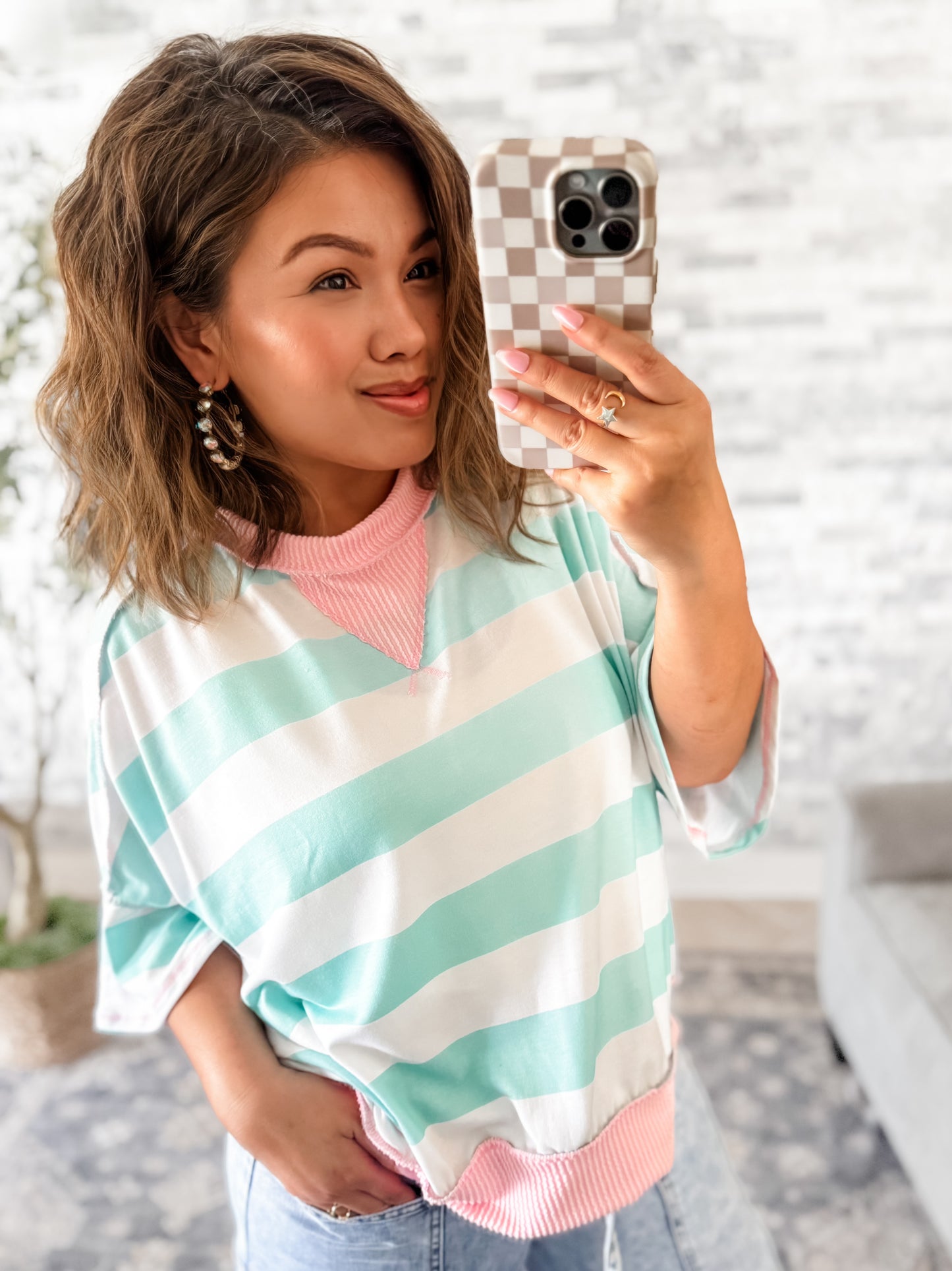 MINT SUGAR RUSH STRIPED COLOR BLOCK TOP