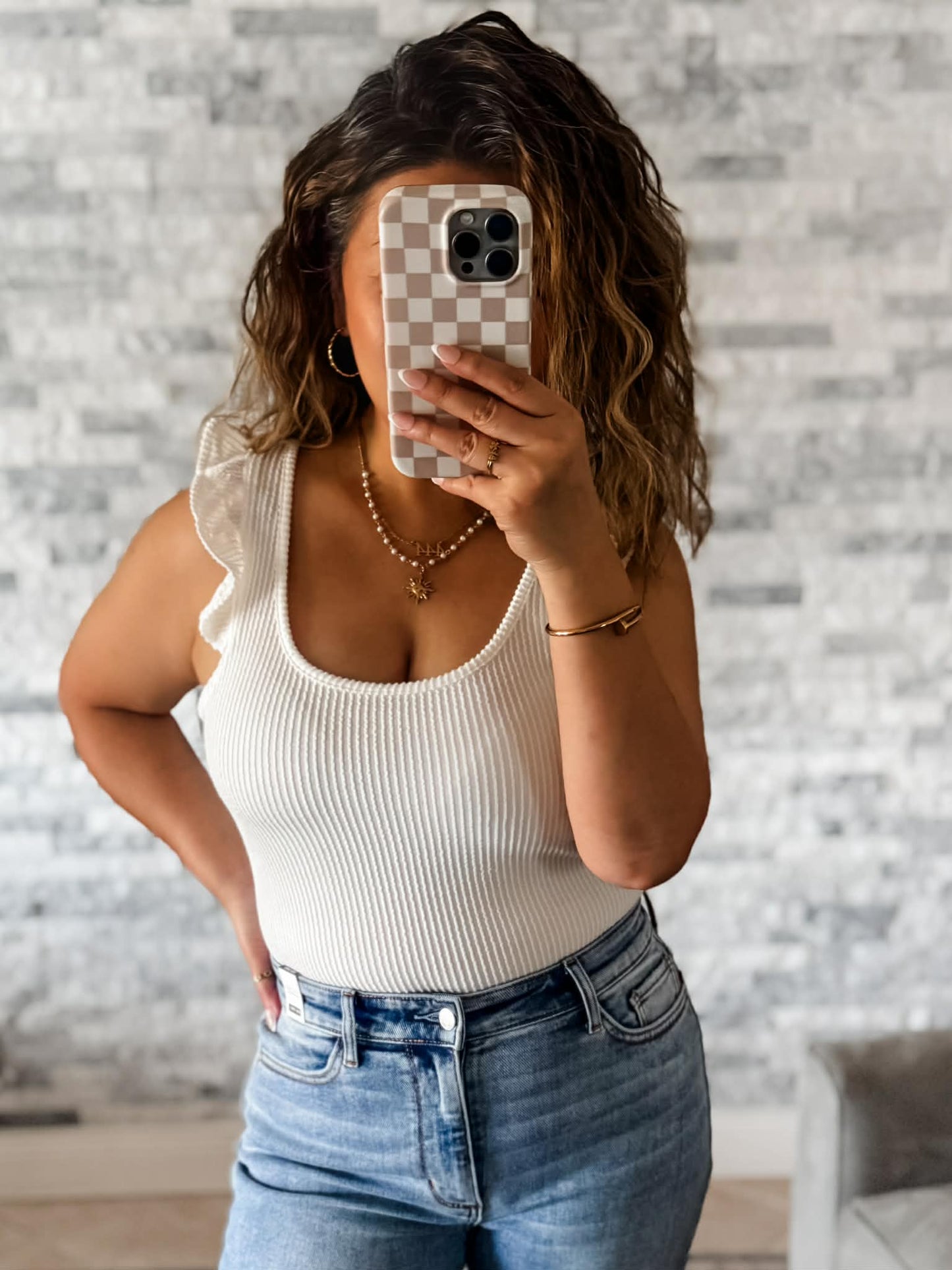 OH MY DARLING RUFFLED RIBBED BODYSUIT