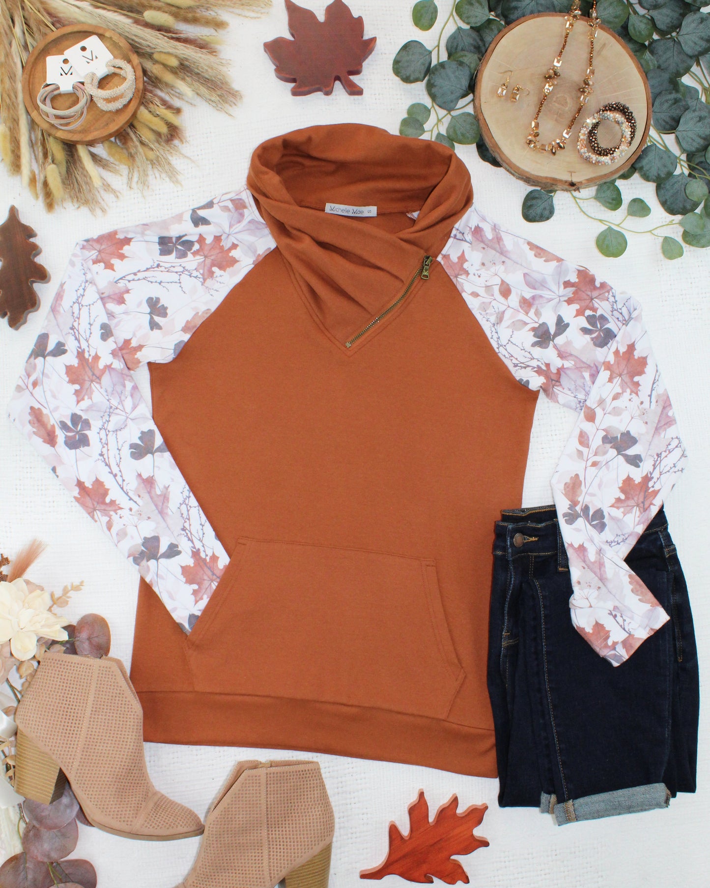 PREBOOK Classic Zoey ZipCowl Sweatshirt - Maple and Fall Foliage
