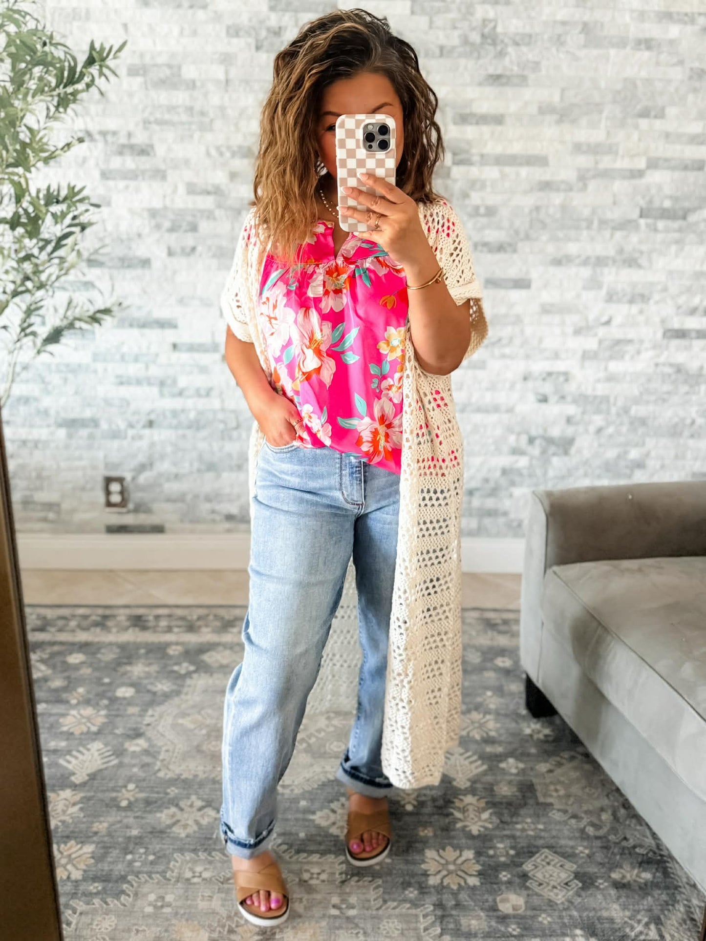 IN A TROPICAL DAYDREAM PINK BLOUSE