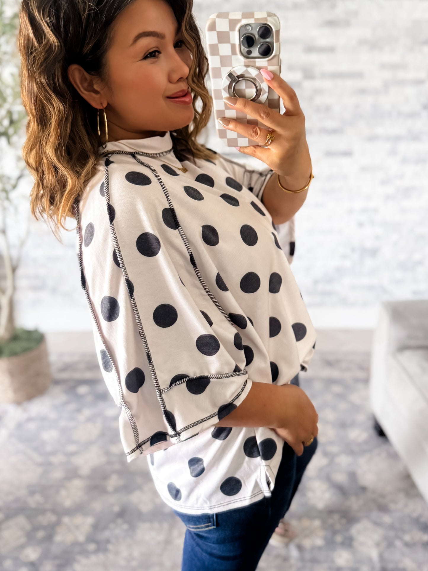 DOTS ALL I NEED OVERSIZED MOCK TOP