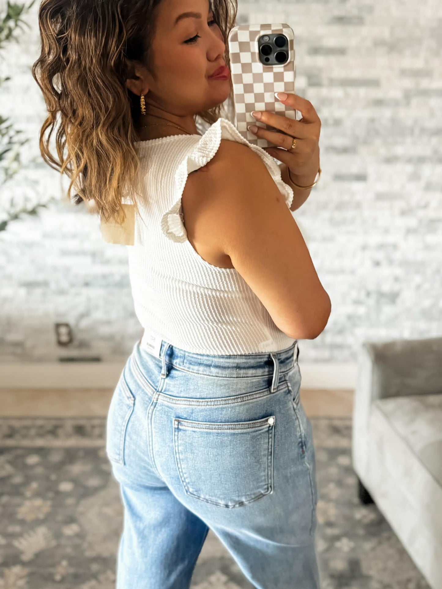 OH MY DARLING RUFFLED RIBBED BODYSUIT