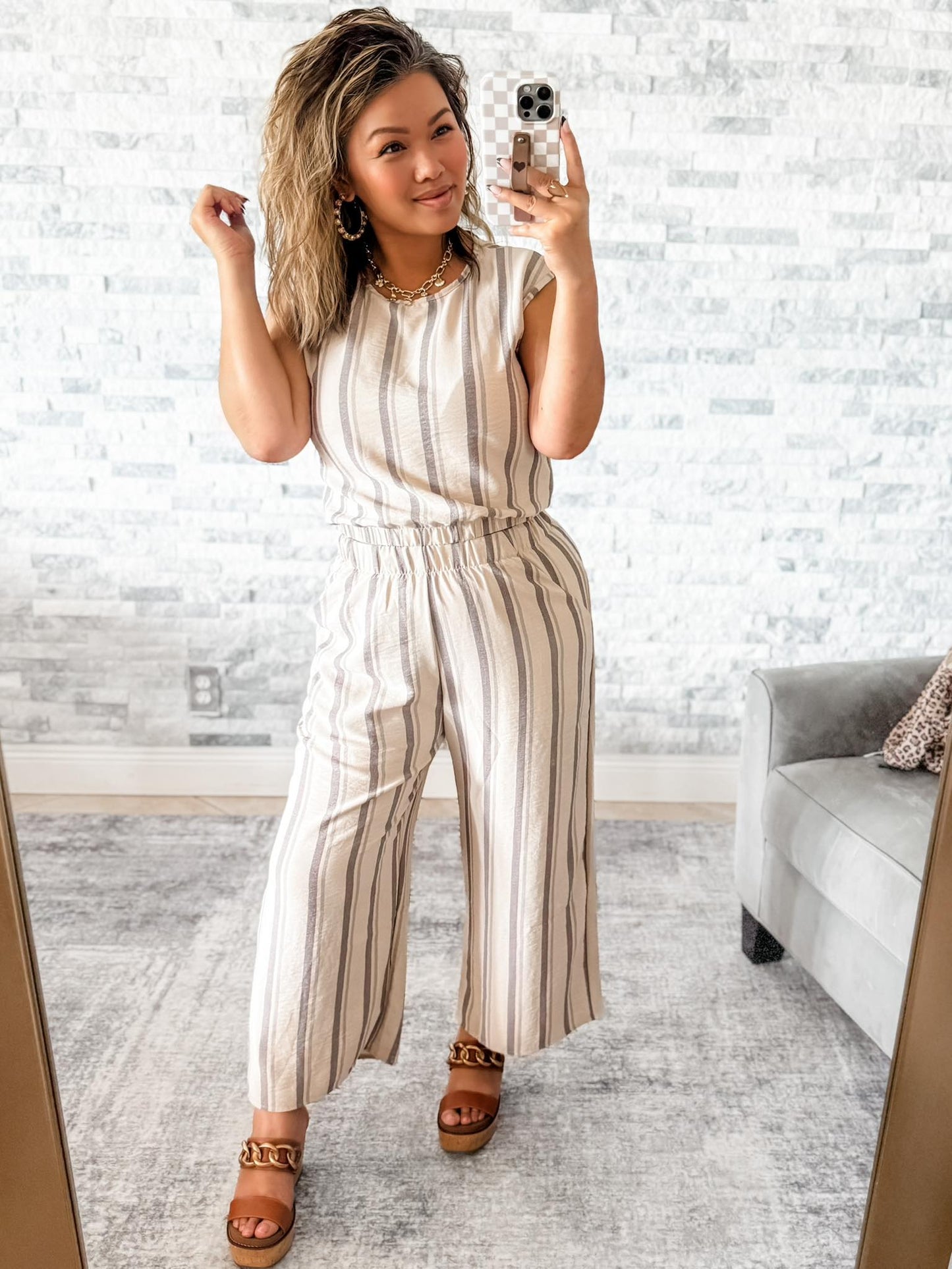 CALABASAS CROP PANT SET in SAND
