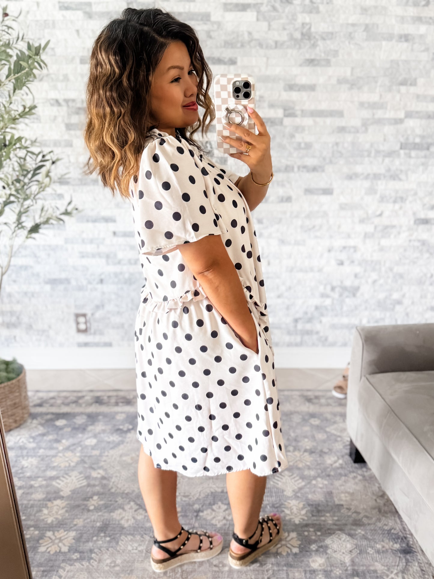 SOMETHING SWEET POLKA DOT RUFFLE DRESS