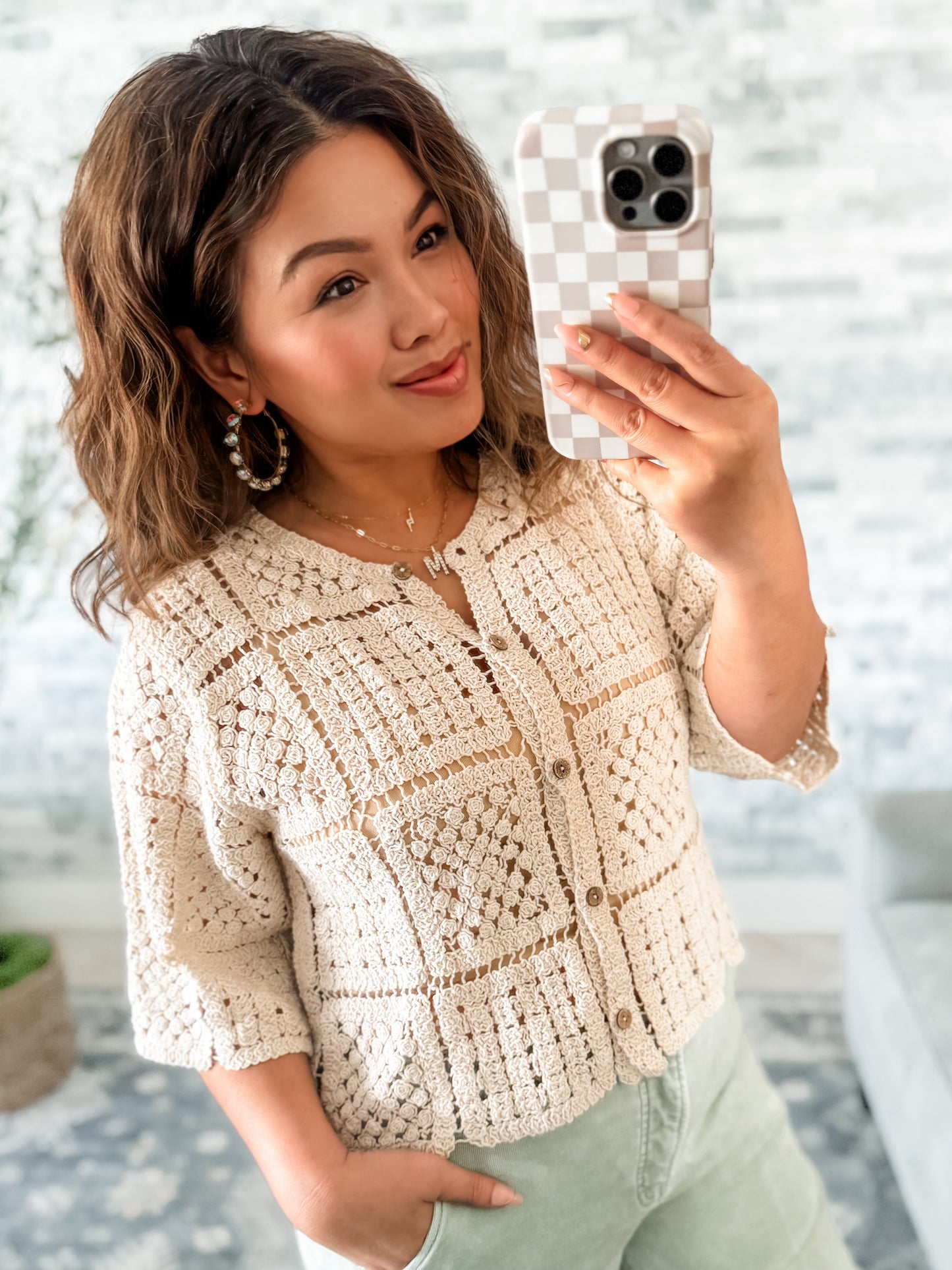 HONEYCOMB BOHO CROCHET CARDIGAN TOP