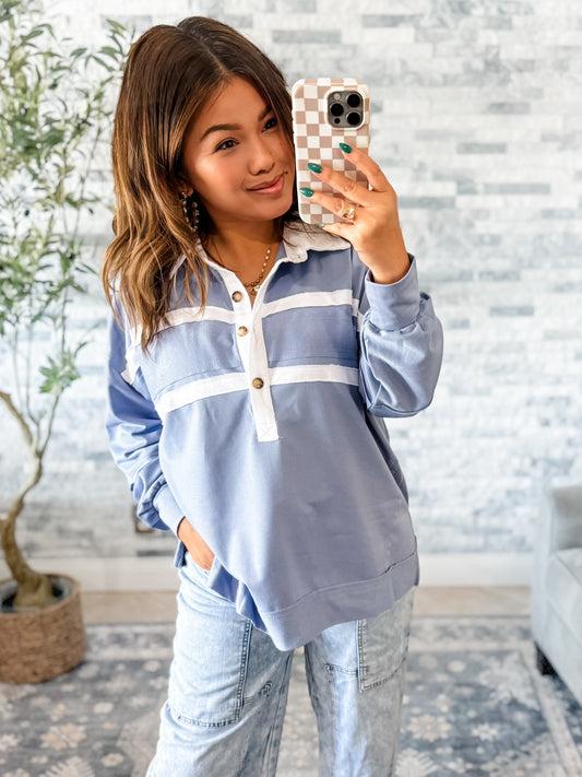 PREP SCHOOL CHIC POLO in SLATE BLUE