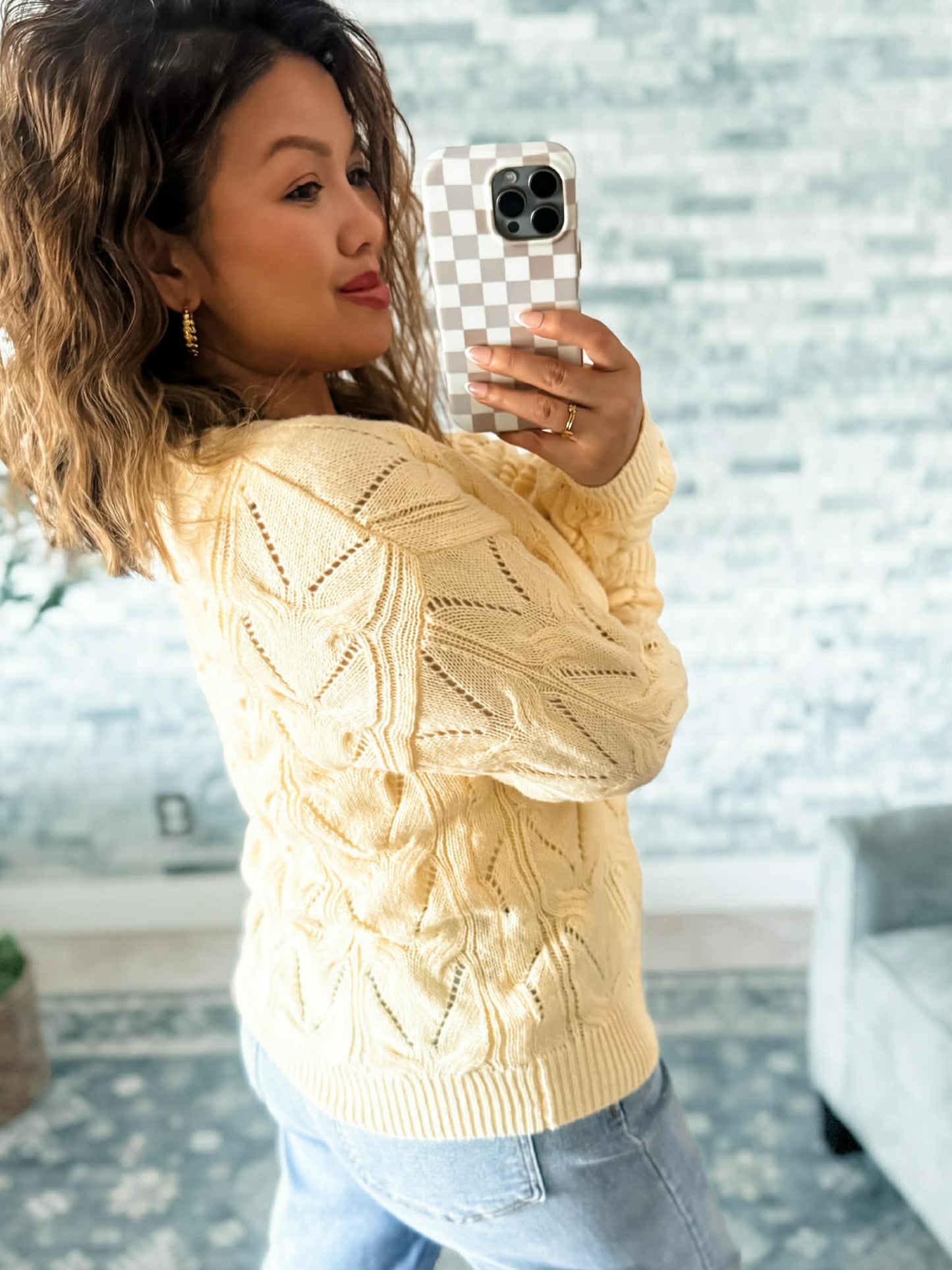 MEET YOU AT THE TENNIS MATCH JACQUARD SWEATER