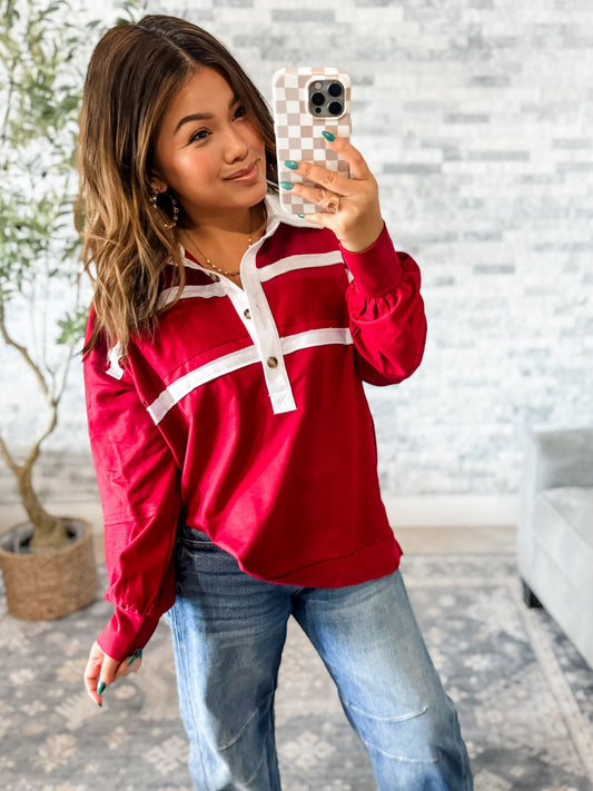 PREP SCHOOL CHIC POLO in WINE