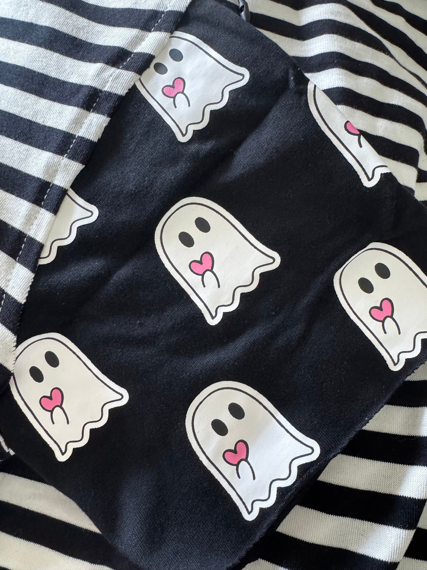GHOST SLEEVE STRIPED BOYFRIEND TEE