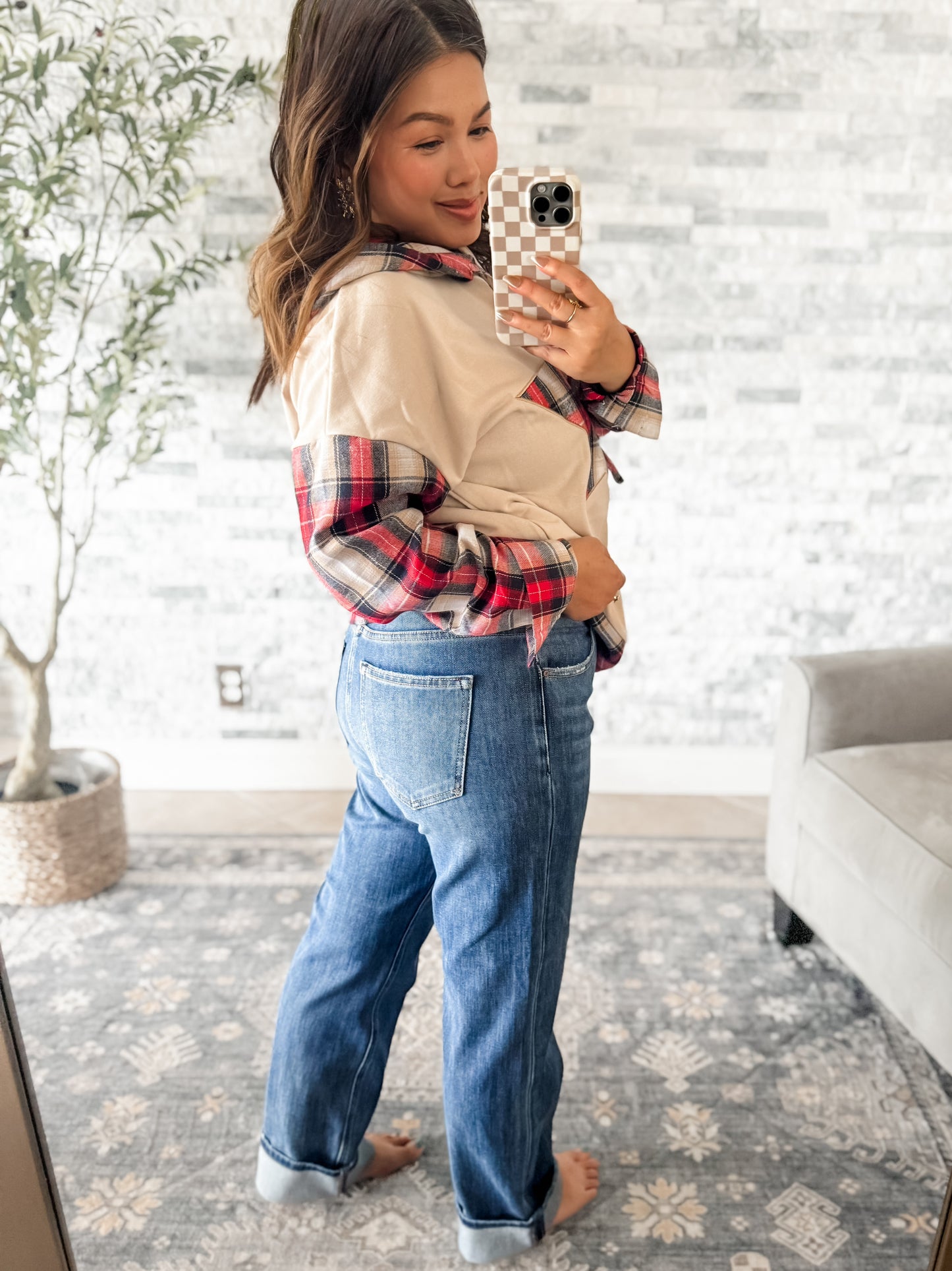 RISEN CROPPED & CUFFED STRAIGHT LEG JEANS