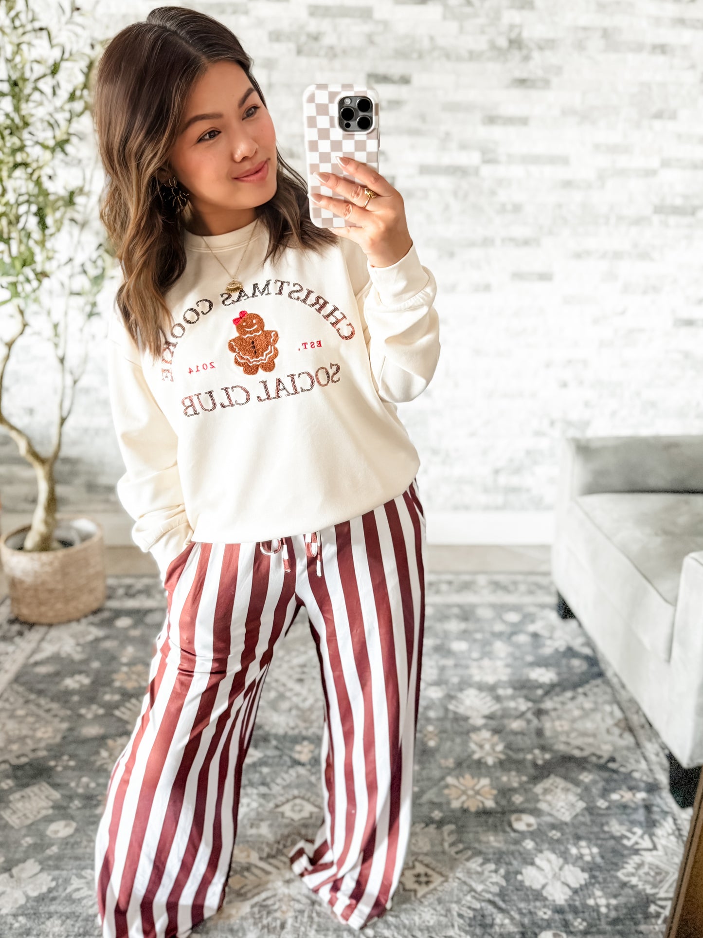 STRIPED BUTTER SOFT PANTS in BROWN