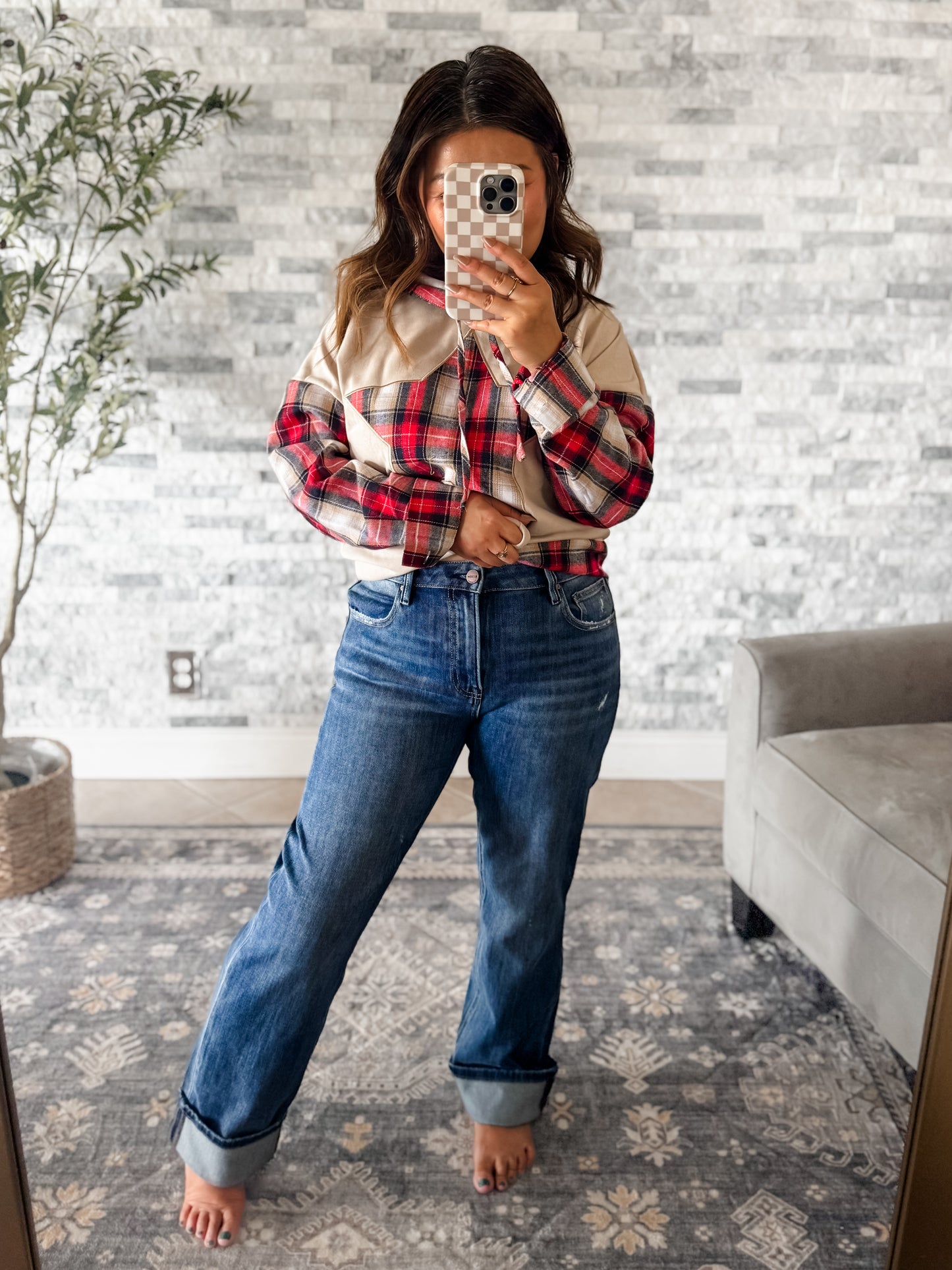 RISEN CROPPED & CUFFED STRAIGHT LEG JEANS
