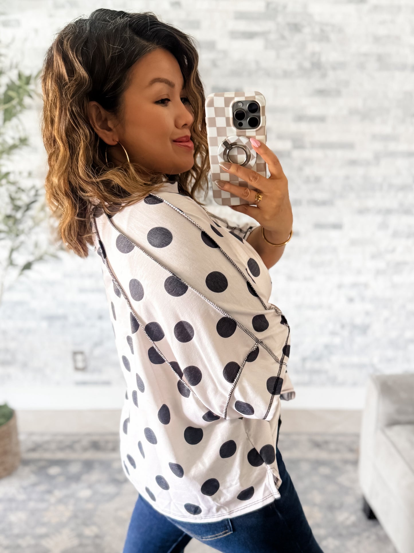 DOTS ALL I NEED OVERSIZED MOCK TOP