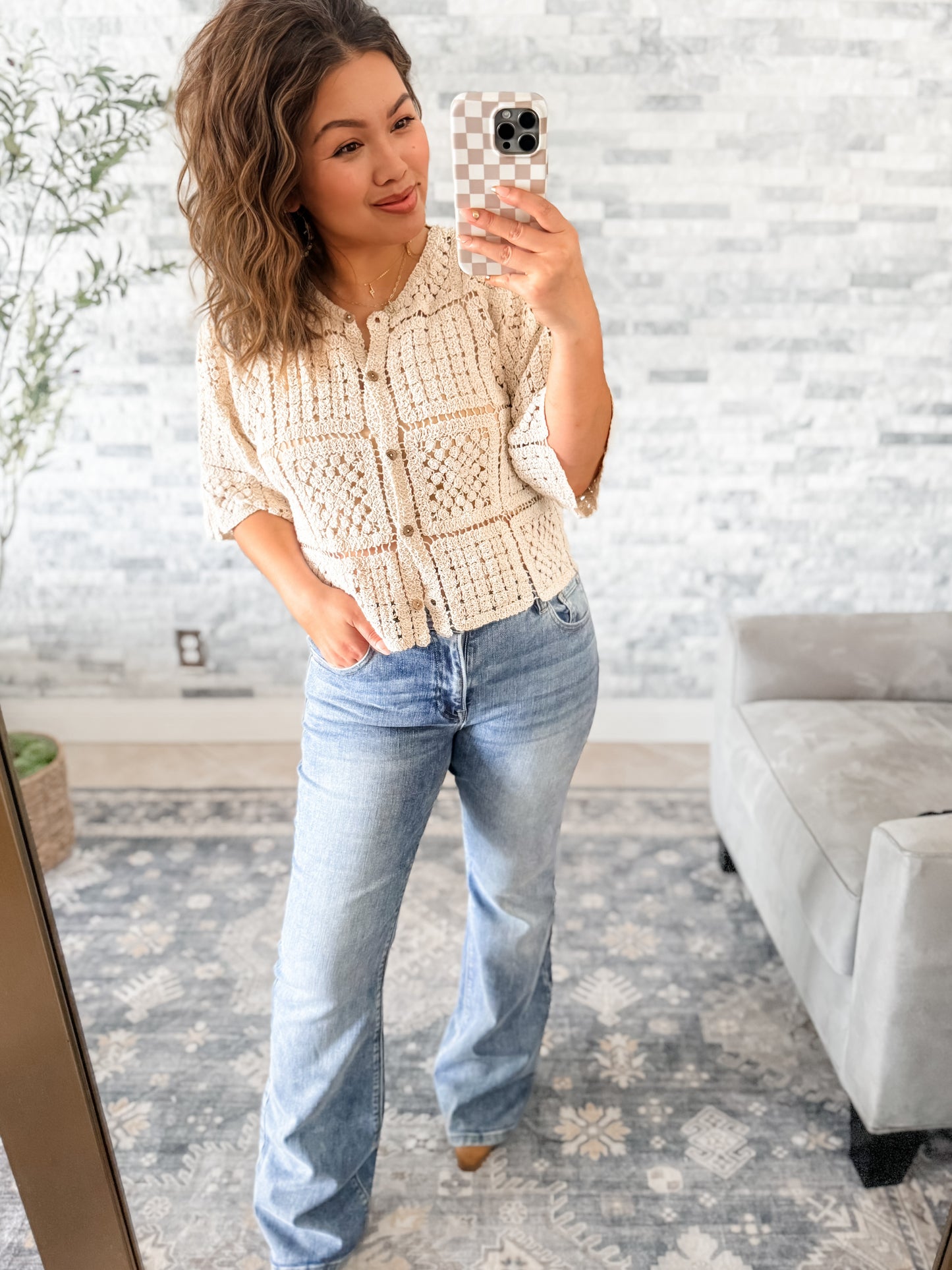 HONEYCOMB BOHO CROCHET CARDIGAN TOP