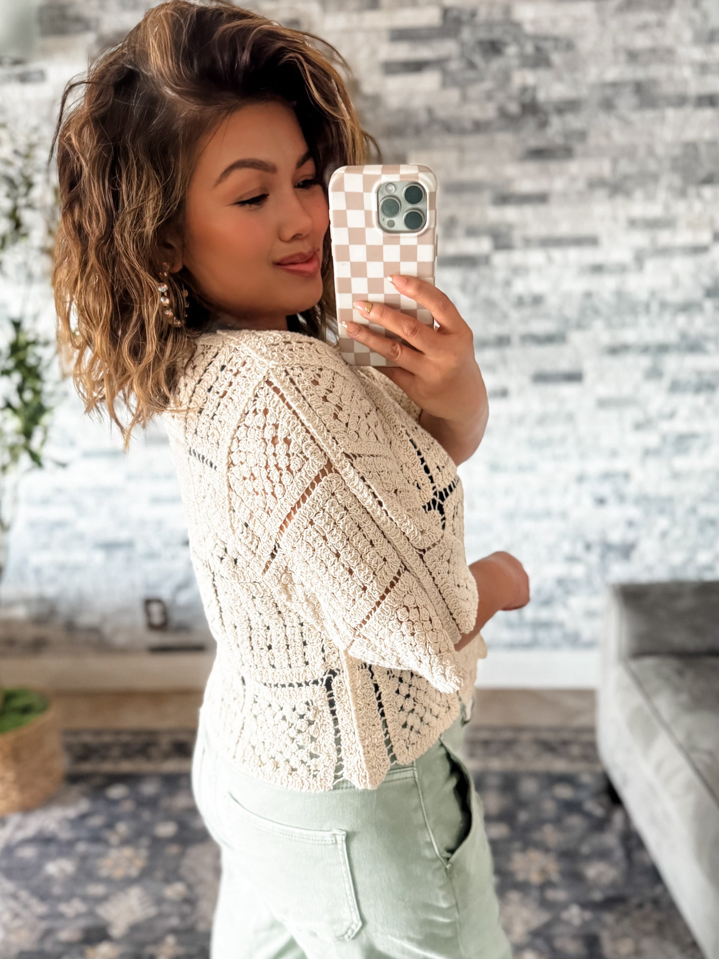 HONEYCOMB BOHO CROCHET CARDIGAN TOP
