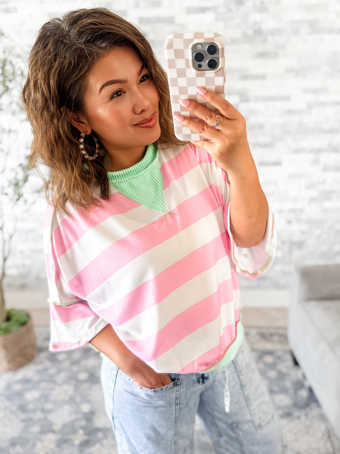 PINK SUGAR RUSH STRIPED COLOR BLOCK TOP
