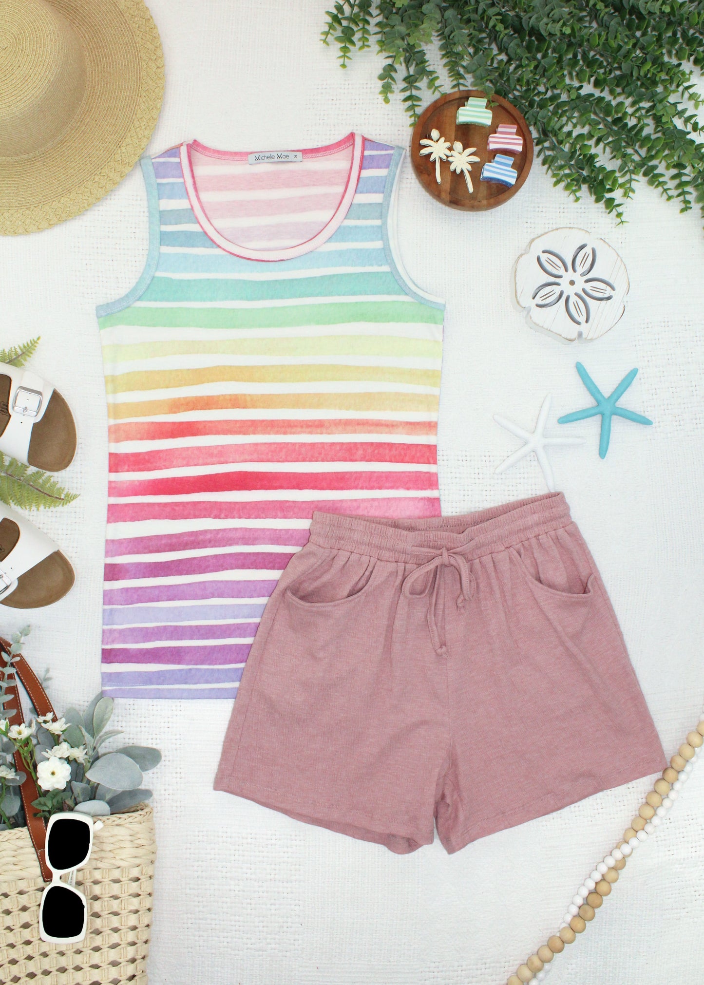 Candice Crinkle Shorts - Dusty Rose