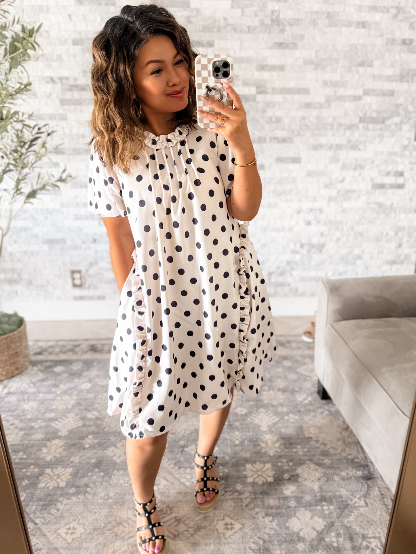 SOMETHING SWEET POLKA DOT RUFFLE DRESS