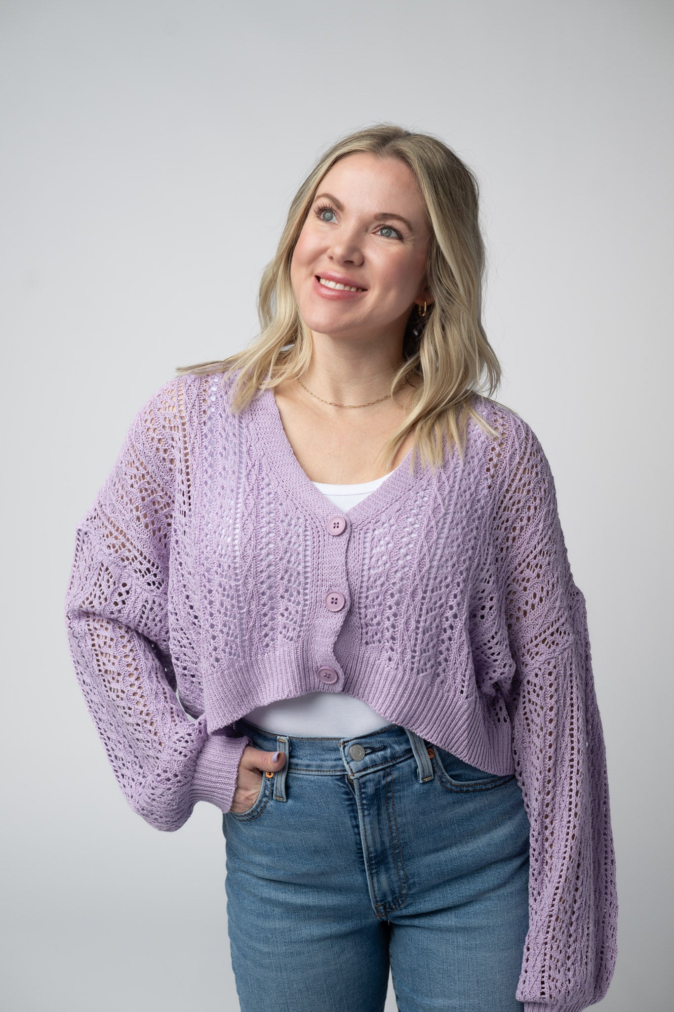 CALLIE CROPPED CARDIGAN - LAVENDER