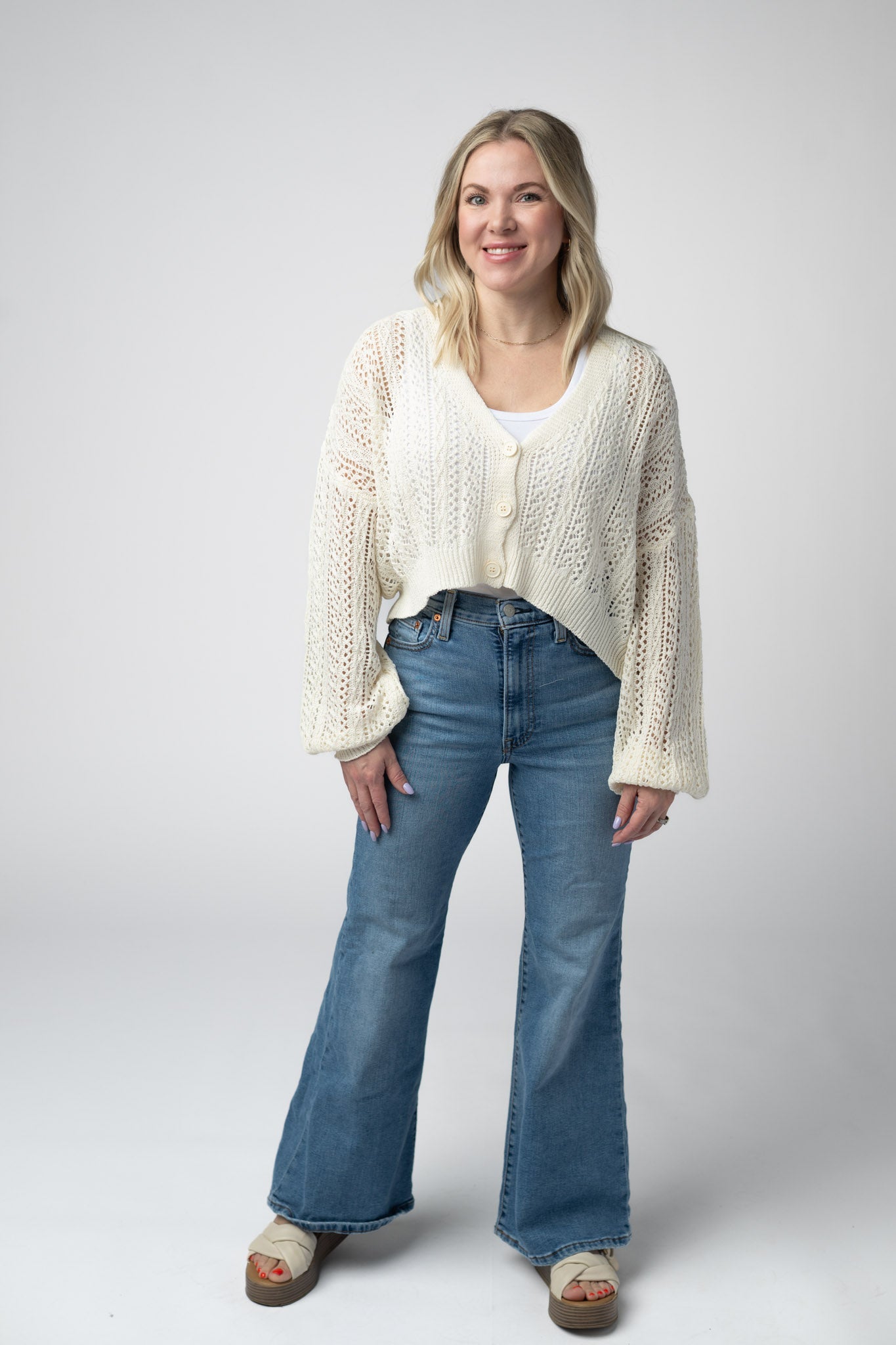 CALLIE CROPPED CARDIGAN - IVORY