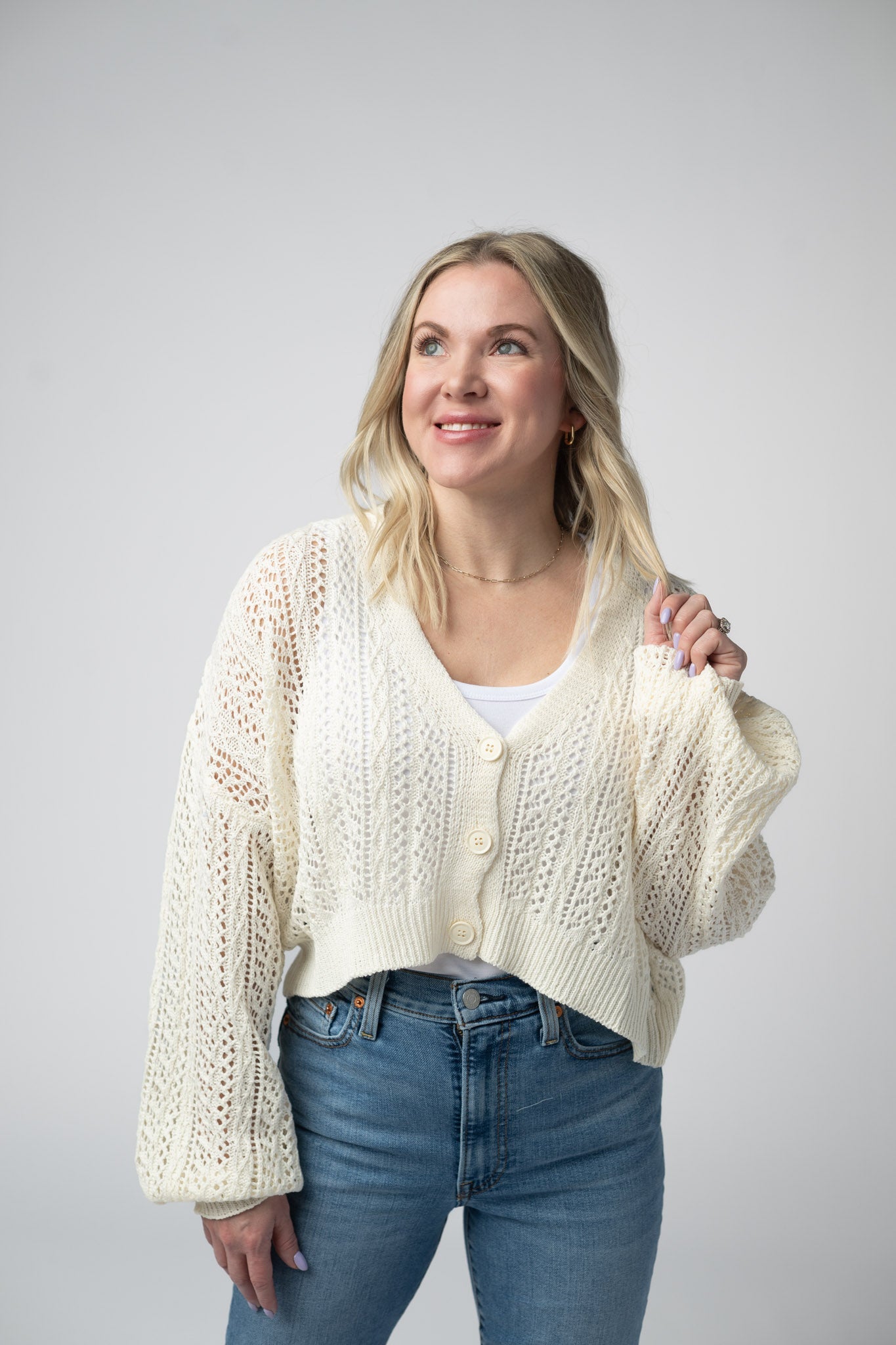 CALLIE CROPPED CARDIGAN - IVORY