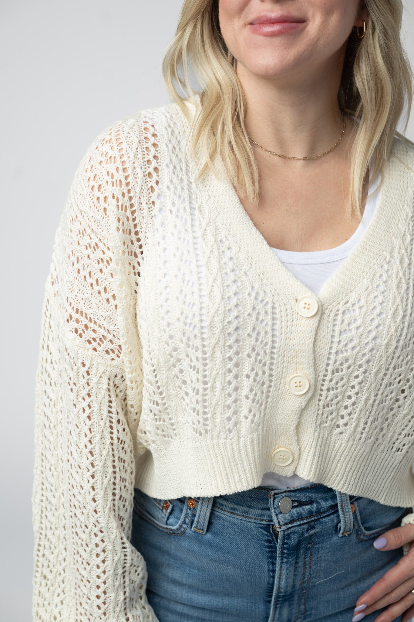 CALLIE CROPPED CARDIGAN - IVORY
