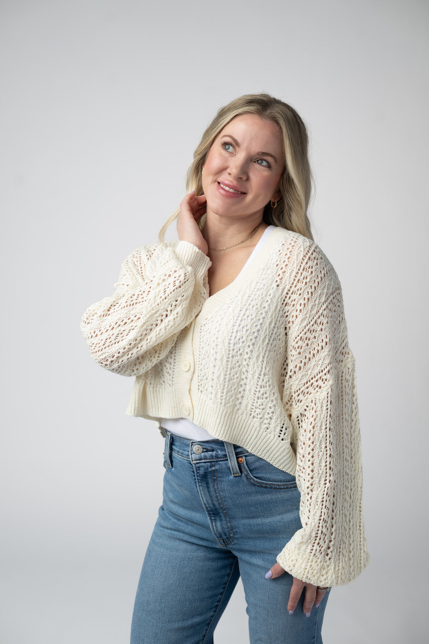 CALLIE CROPPED CARDIGAN - IVORY