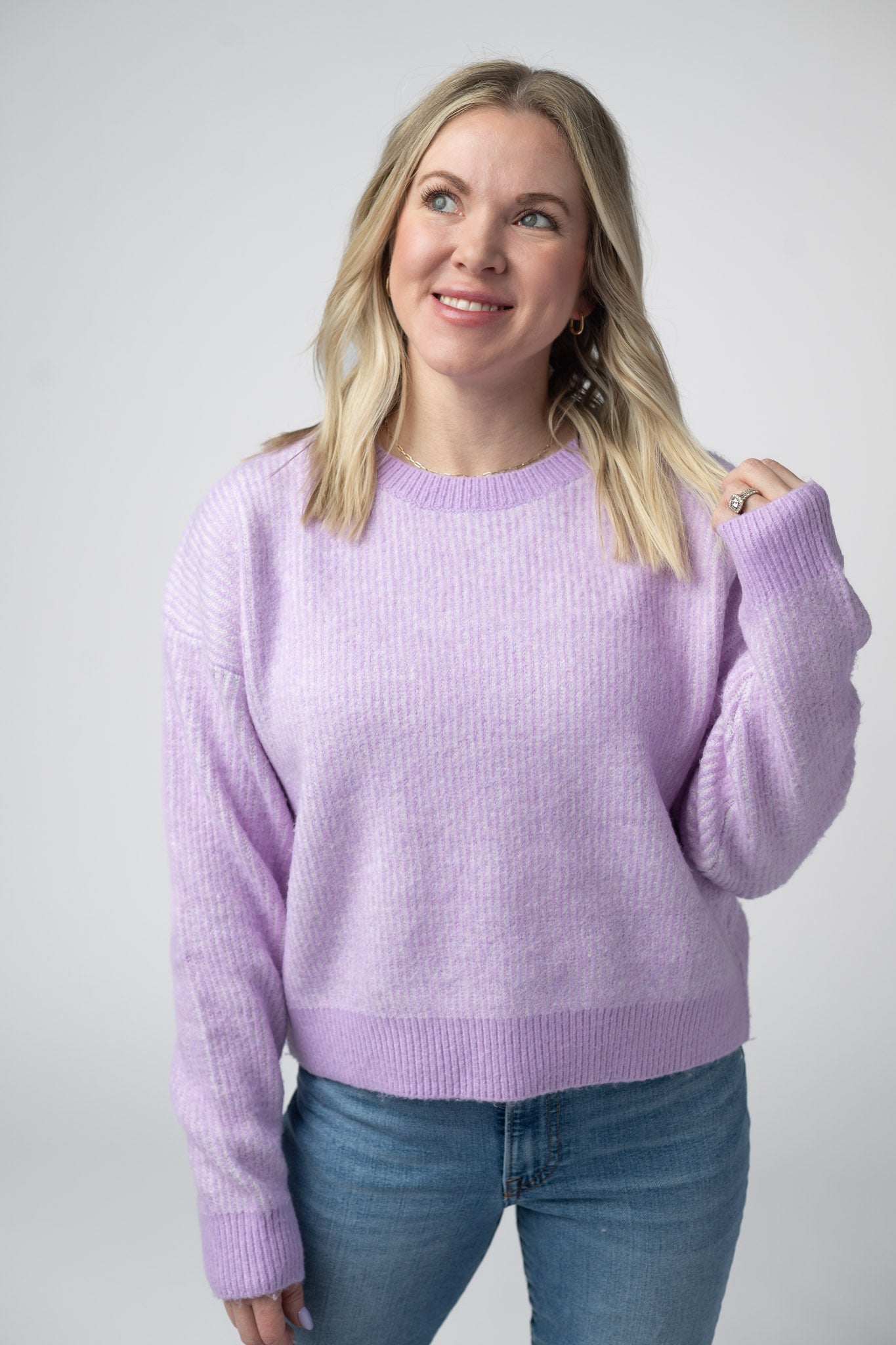 JOSIE COZY CREW SWEATER  - LAVENDER
