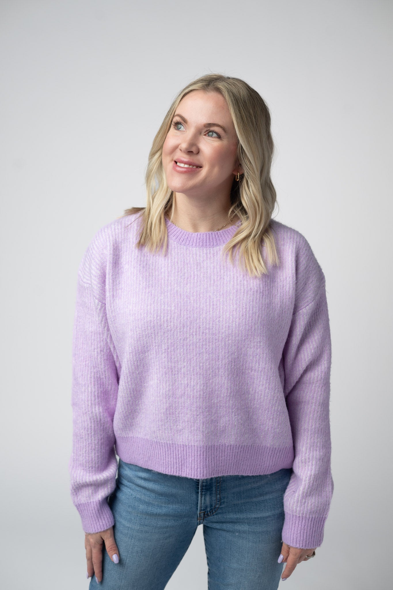 JOSIE COZY CREW SWEATER  - LAVENDER