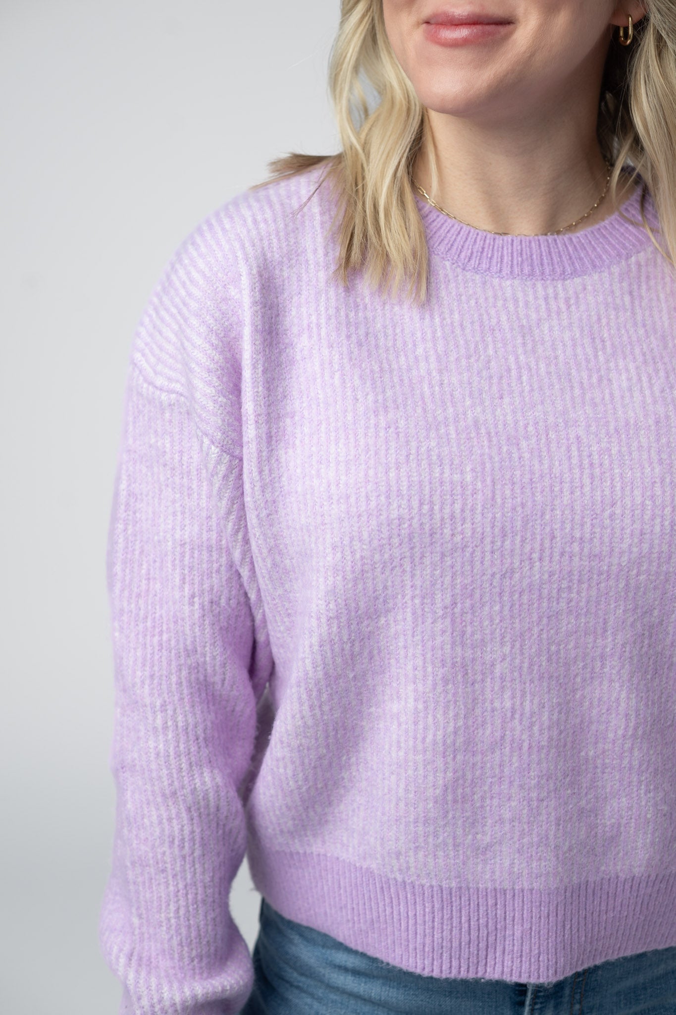 JOSIE COZY CREW SWEATER  - LAVENDER