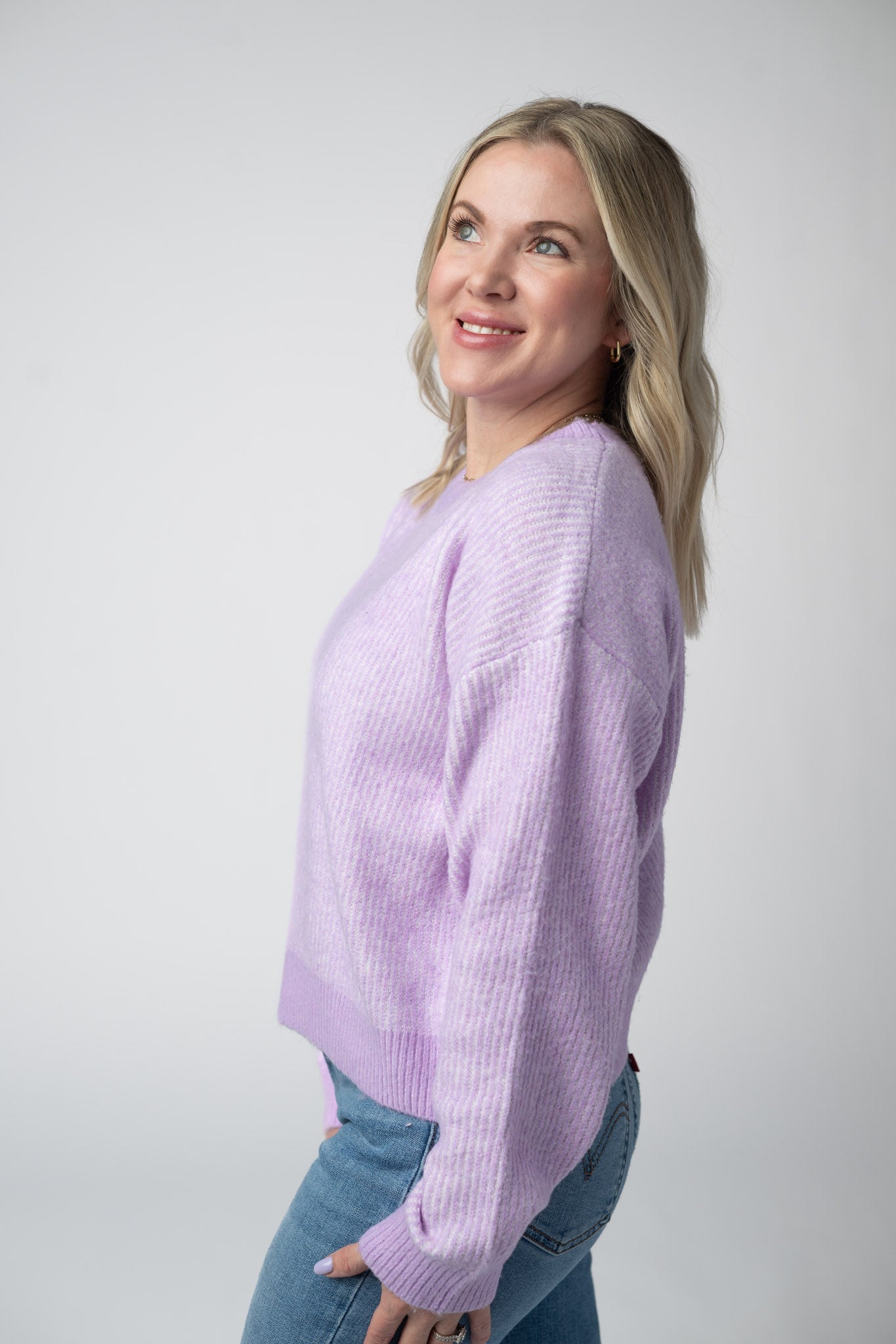 JOSIE COZY CREW SWEATER  - LAVENDER