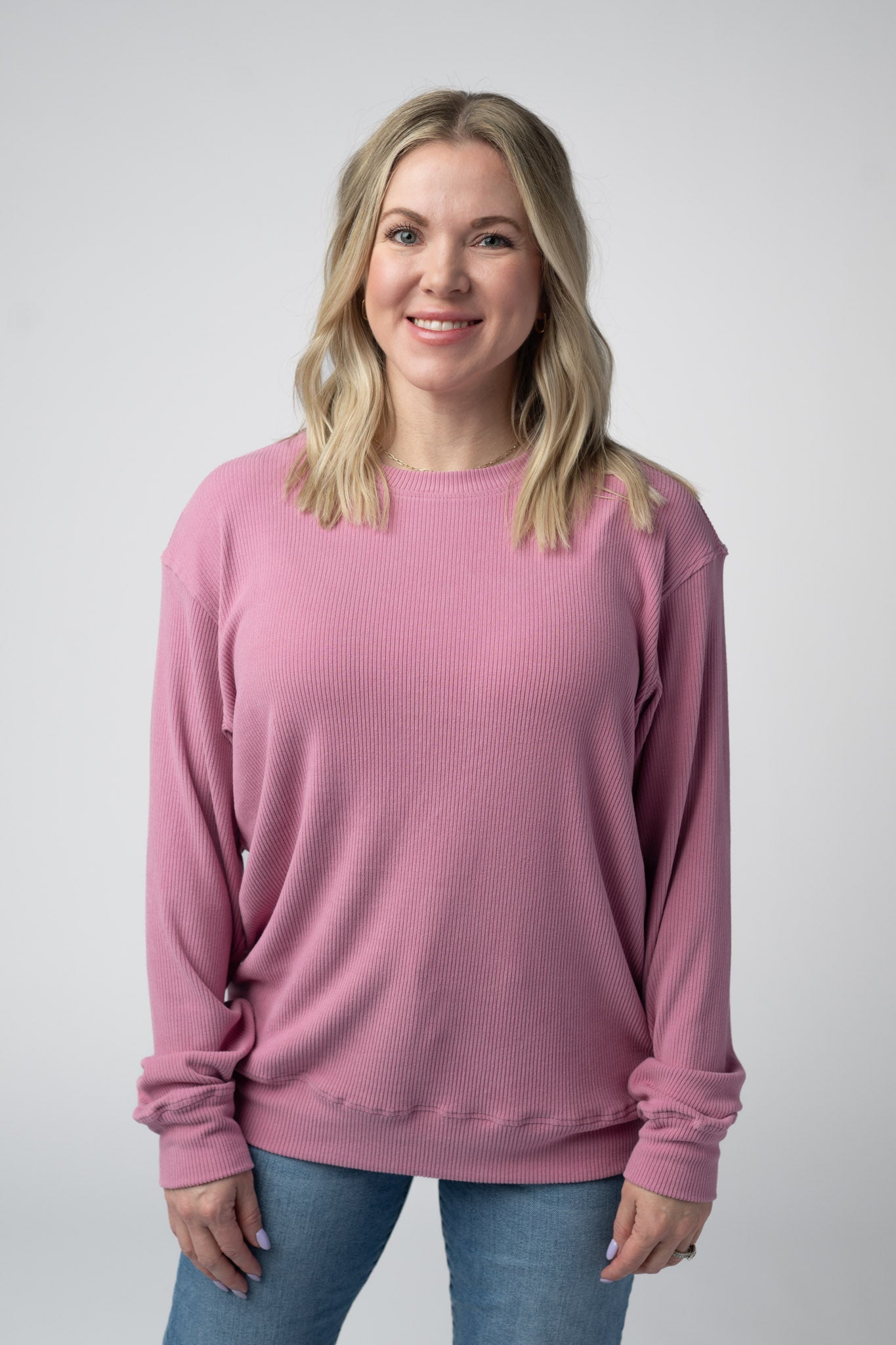 CORRINE RIBBED BRUSHED HACCI PULLOVER - ROSE
