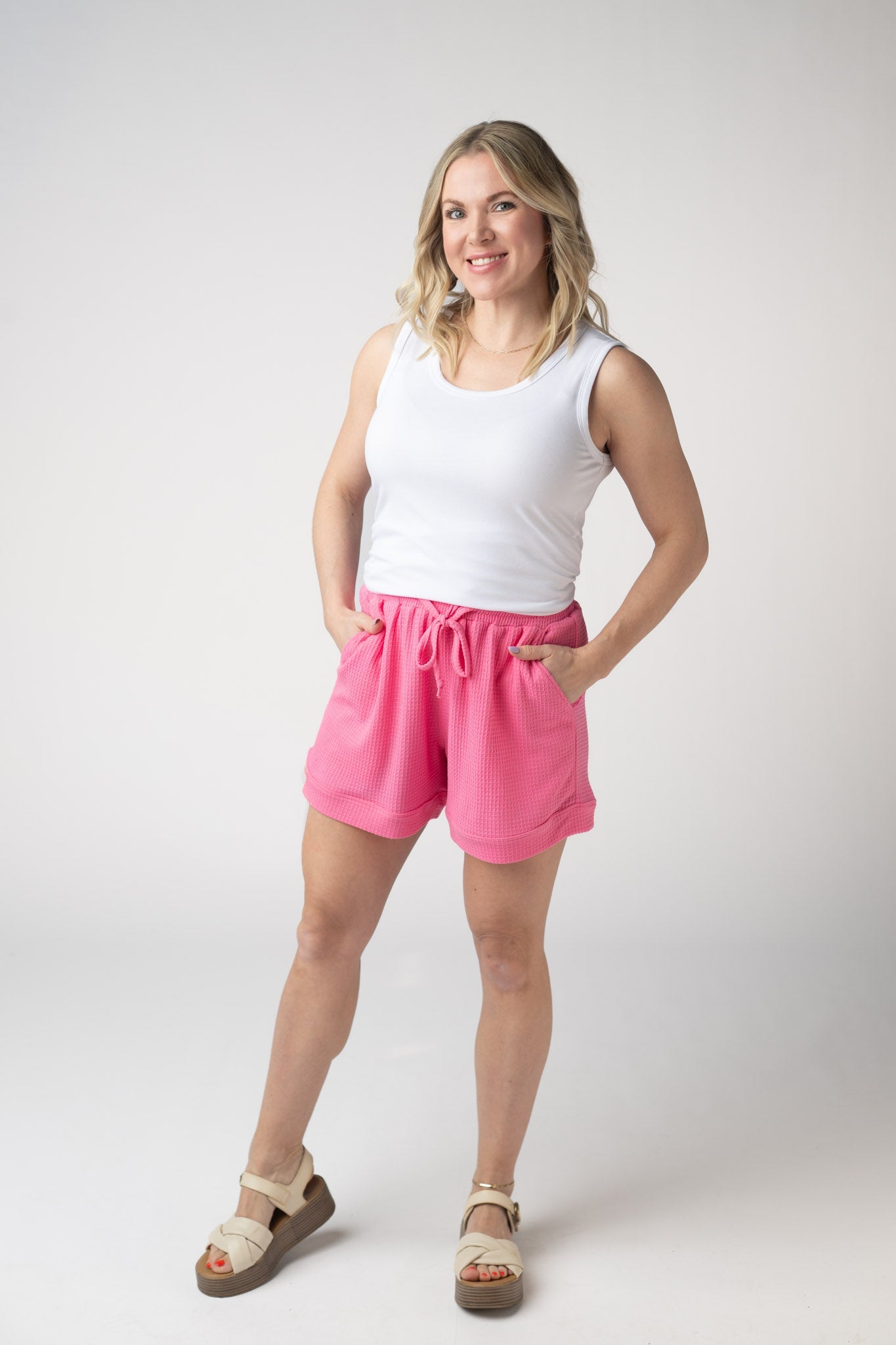Weslie Waffle Shorts - Pink