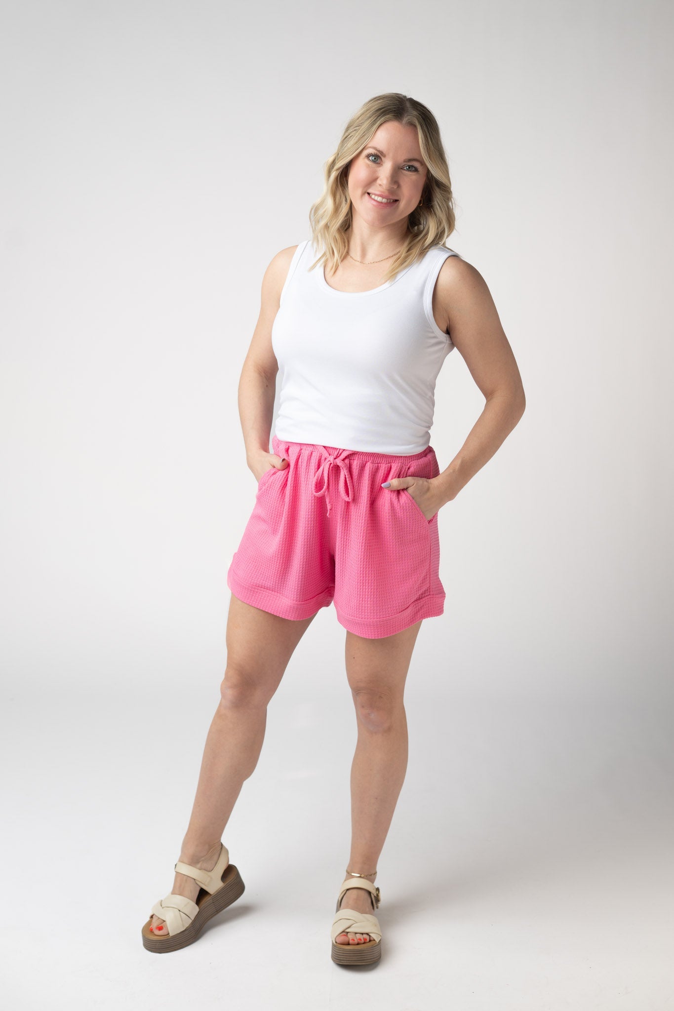 Weslie Waffle Shorts - Pink