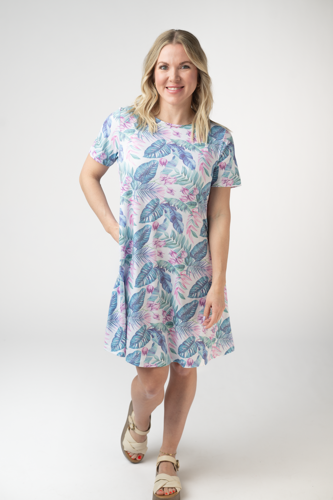 Alicia Dress - Tropical Leaf