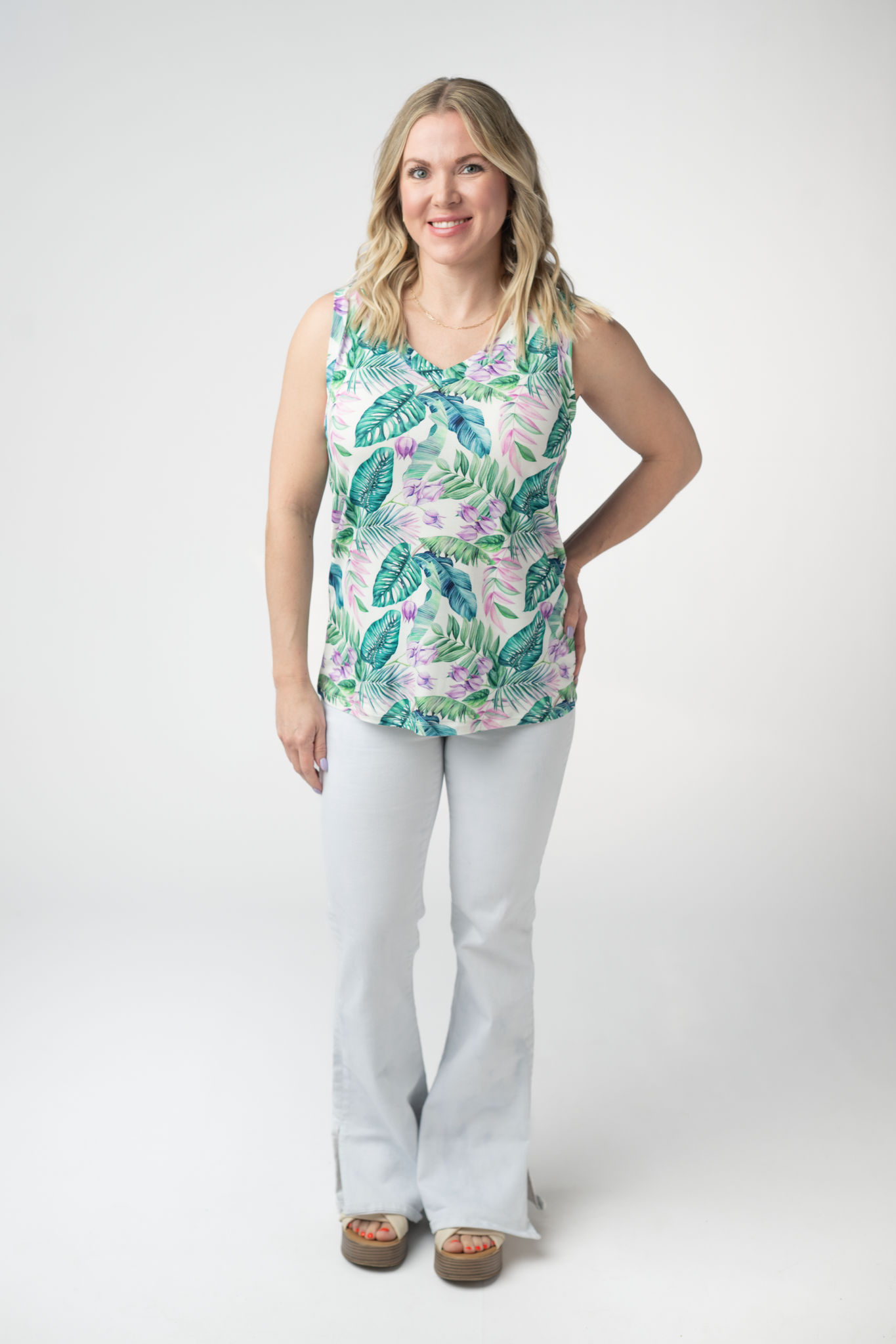 Noelle Tank - Tropical Leaf